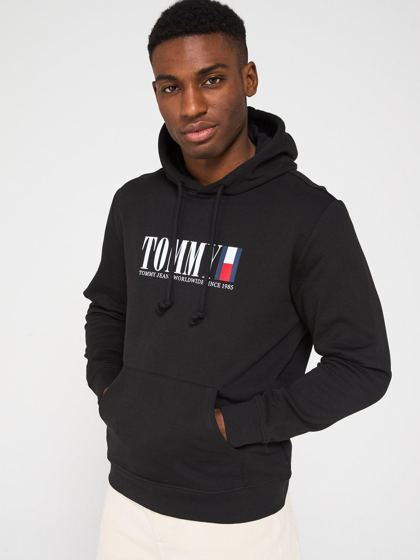  image of tommy-jeans-regular-fit-chest-graphic-overhead-hoodie-black