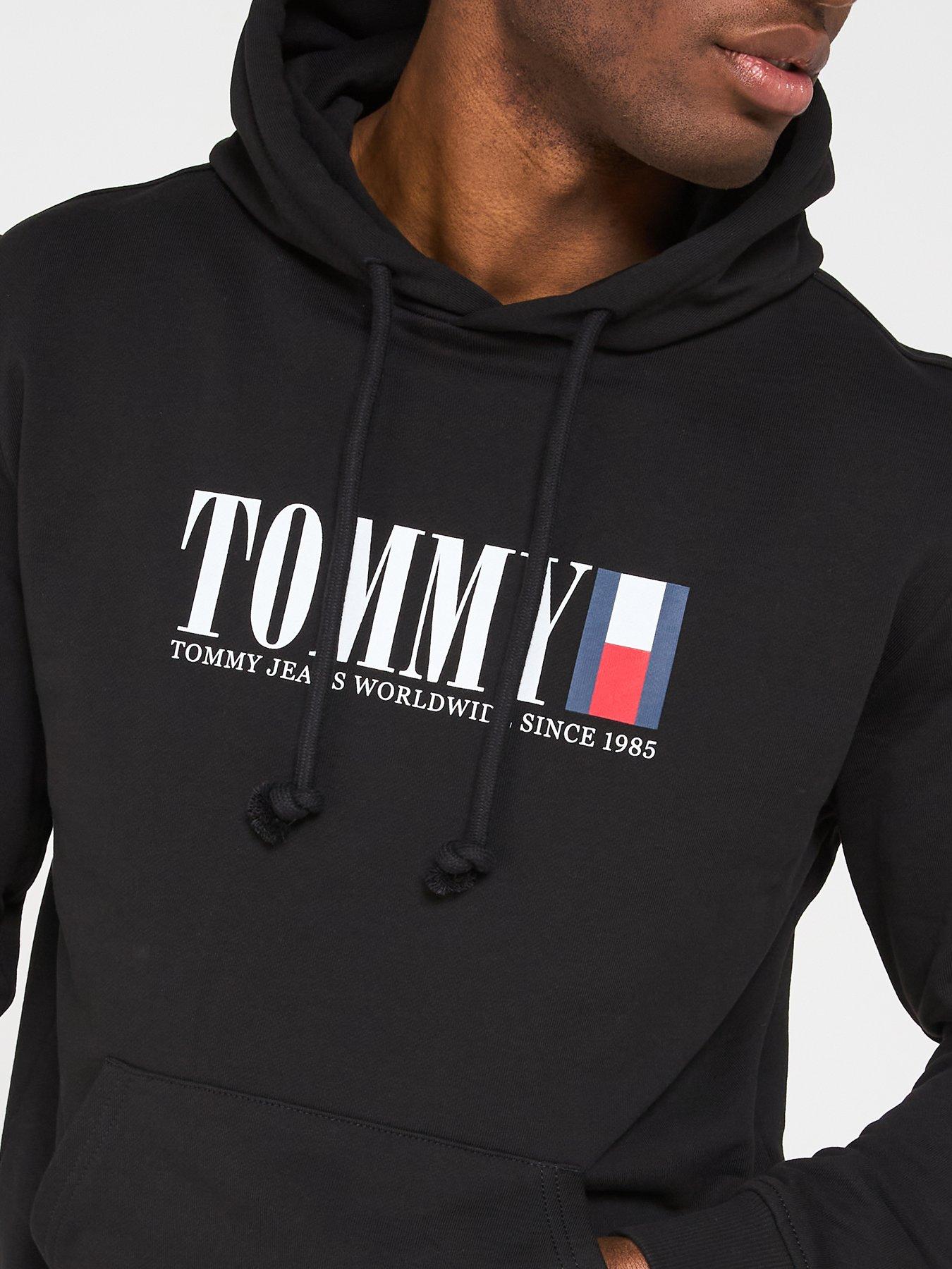  image of tommy-jeans-regular-fit-chest-graphic-overhead-hoodie-black