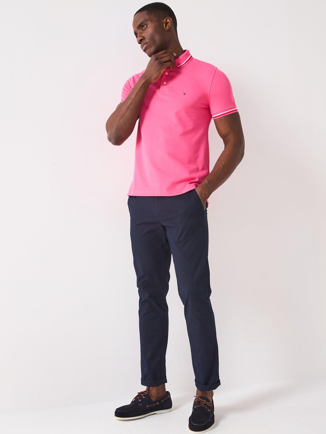  image of tommy-hilfiger-slim-fit-tipped-polo-shirt-pink