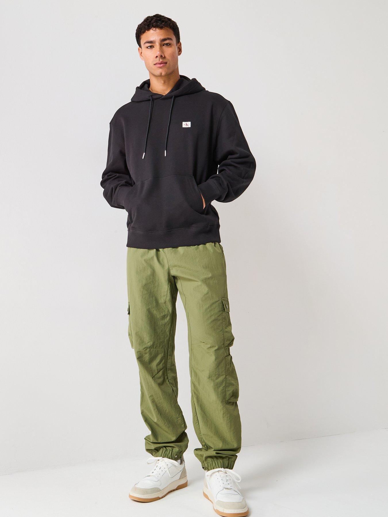  image of calvin-klein-jeans-left-chest-woven-badge-overhead-hoodie-black