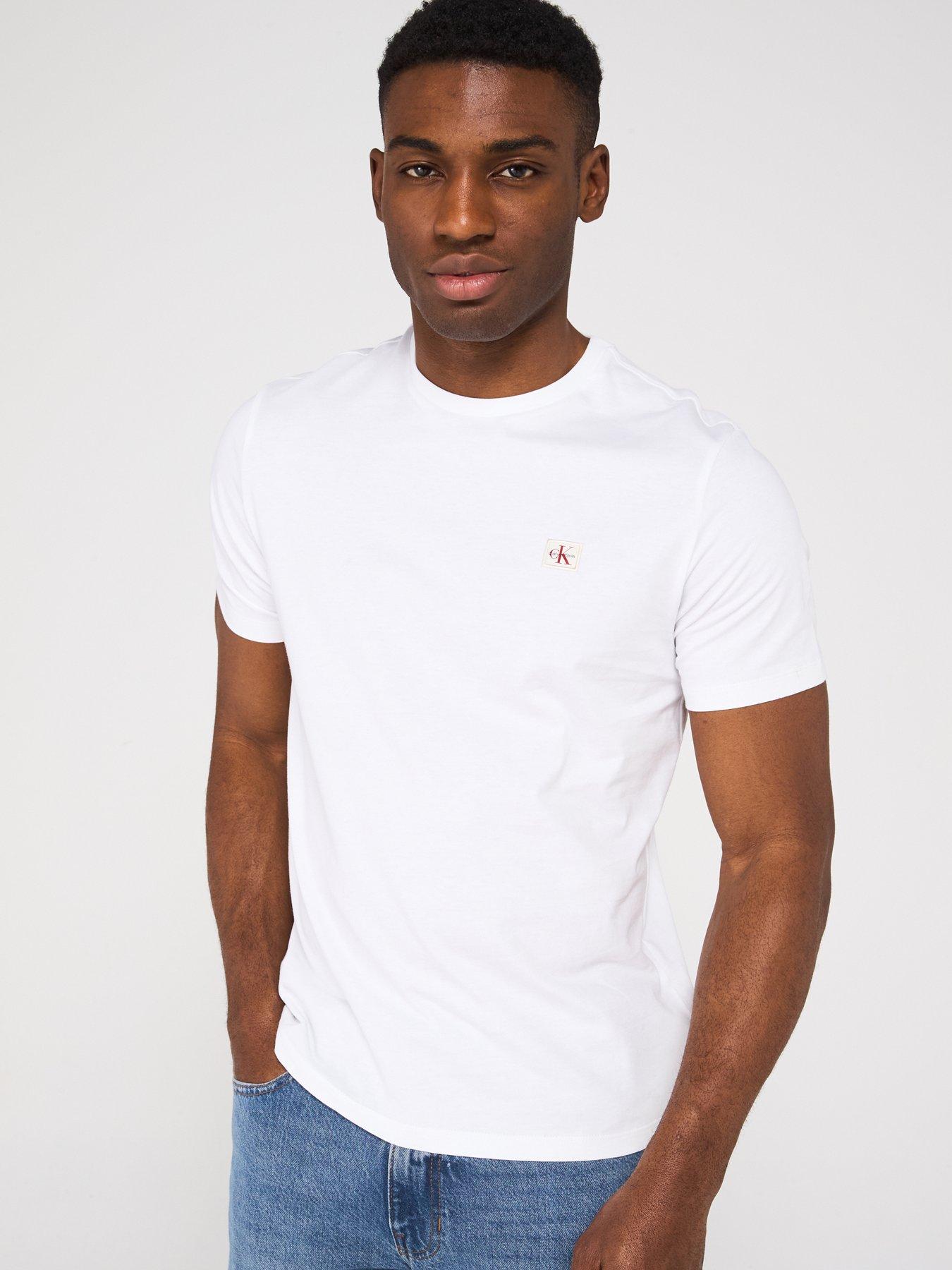  image of calvin-klein-jeans-left-chest-woven-badge-t-shirt-white