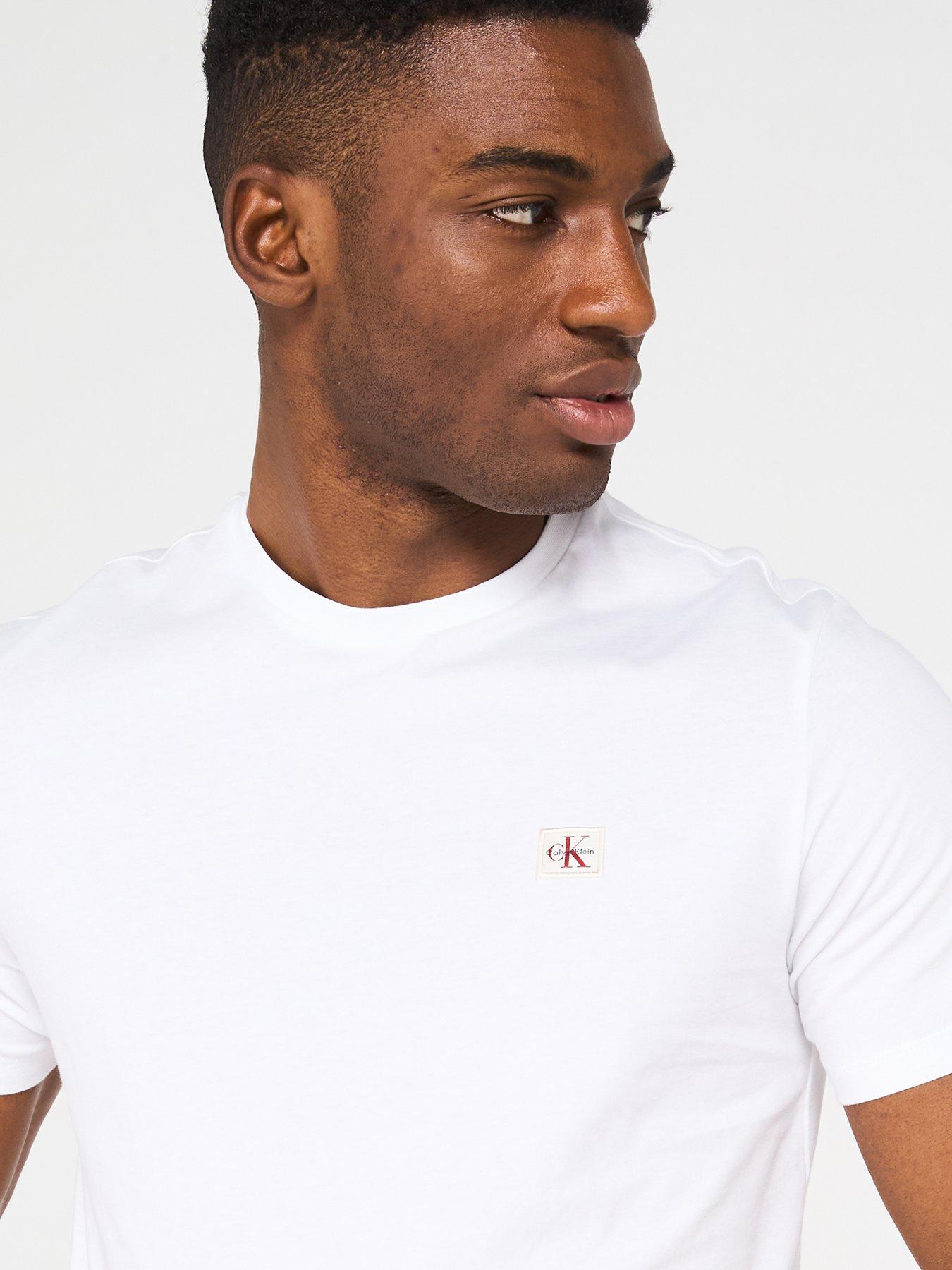  image of calvin-klein-jeans-left-chest-woven-badge-t-shirt-white