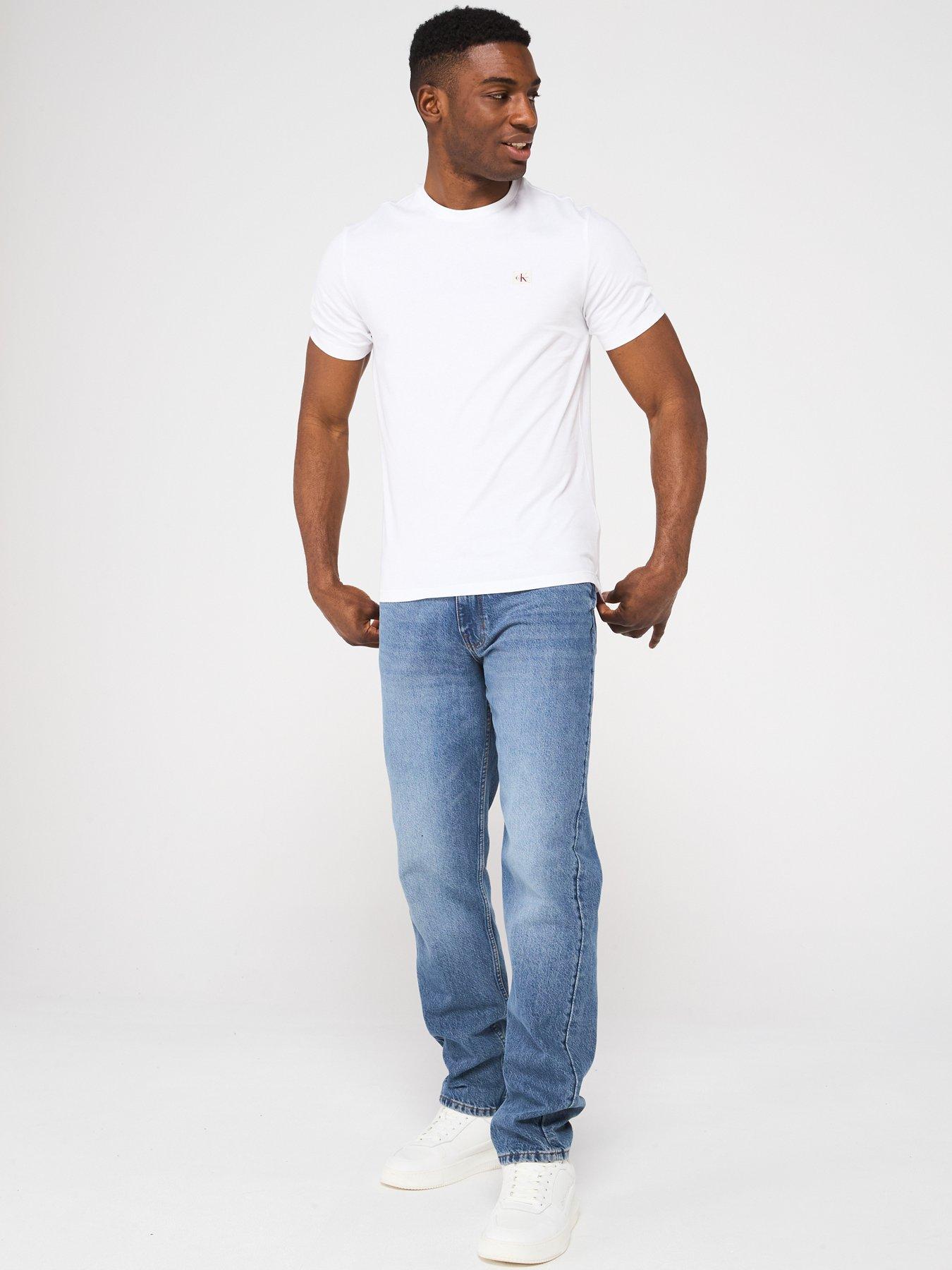  image of calvin-klein-jeans-left-chest-woven-badge-t-shirt-white