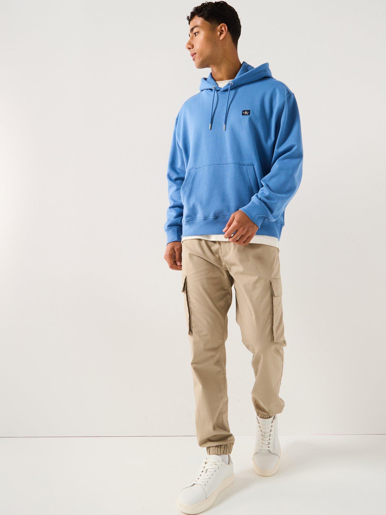 Image 3 of 6 of Calvin Klein Jeans Left Chest Woven Badge Overhead Hoodie - Blue