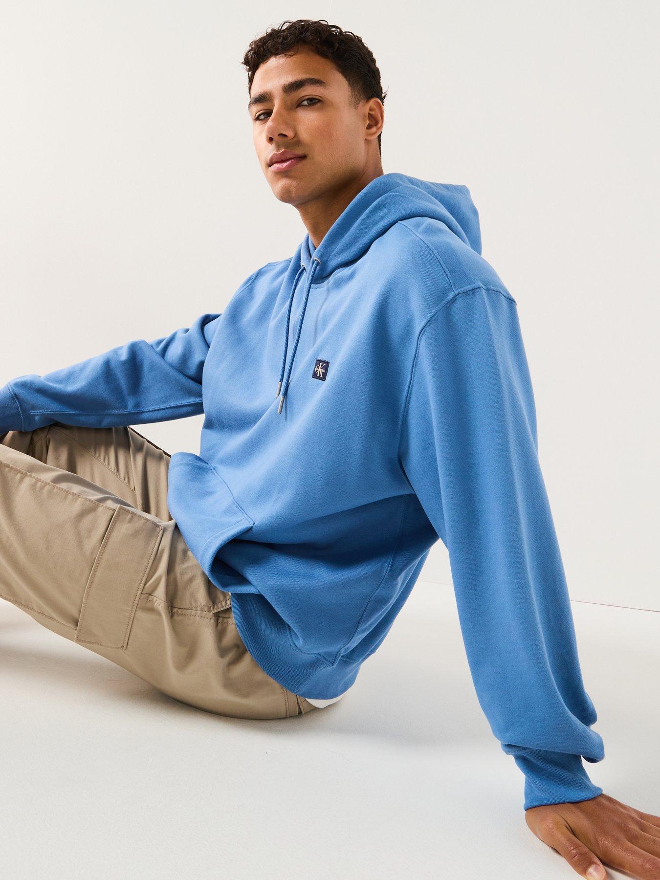 Image 6 of 6 of Calvin Klein Jeans Left Chest Woven Badge Overhead Hoodie - Blue