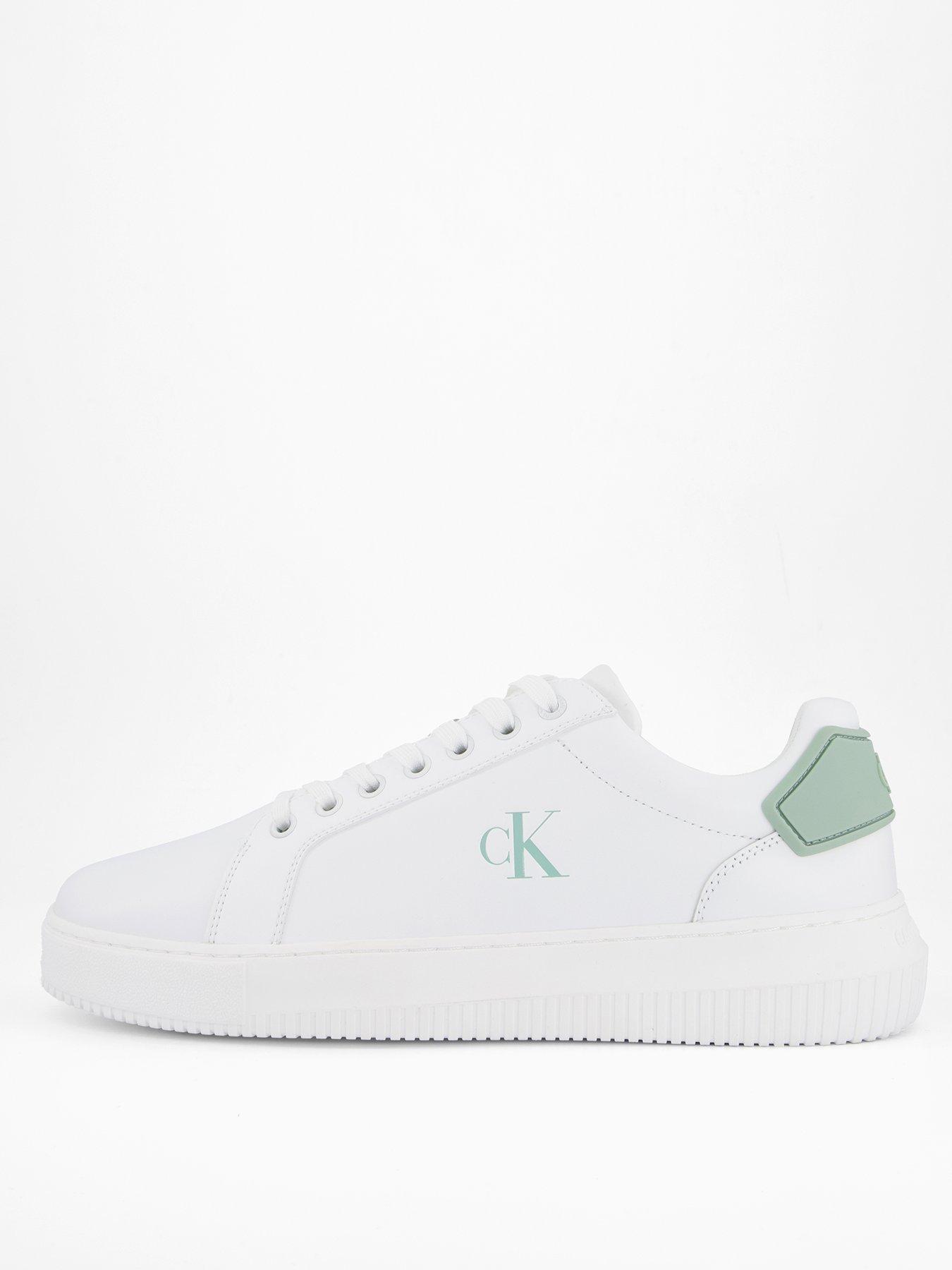 undefined Chunky Leather Cupsole Trainers - White/Green