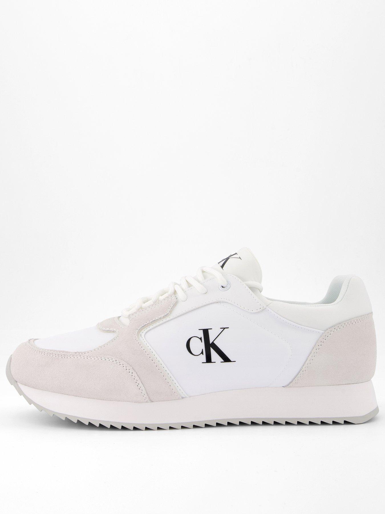 undefined Retro Nylon Suede Runner Trainers - White