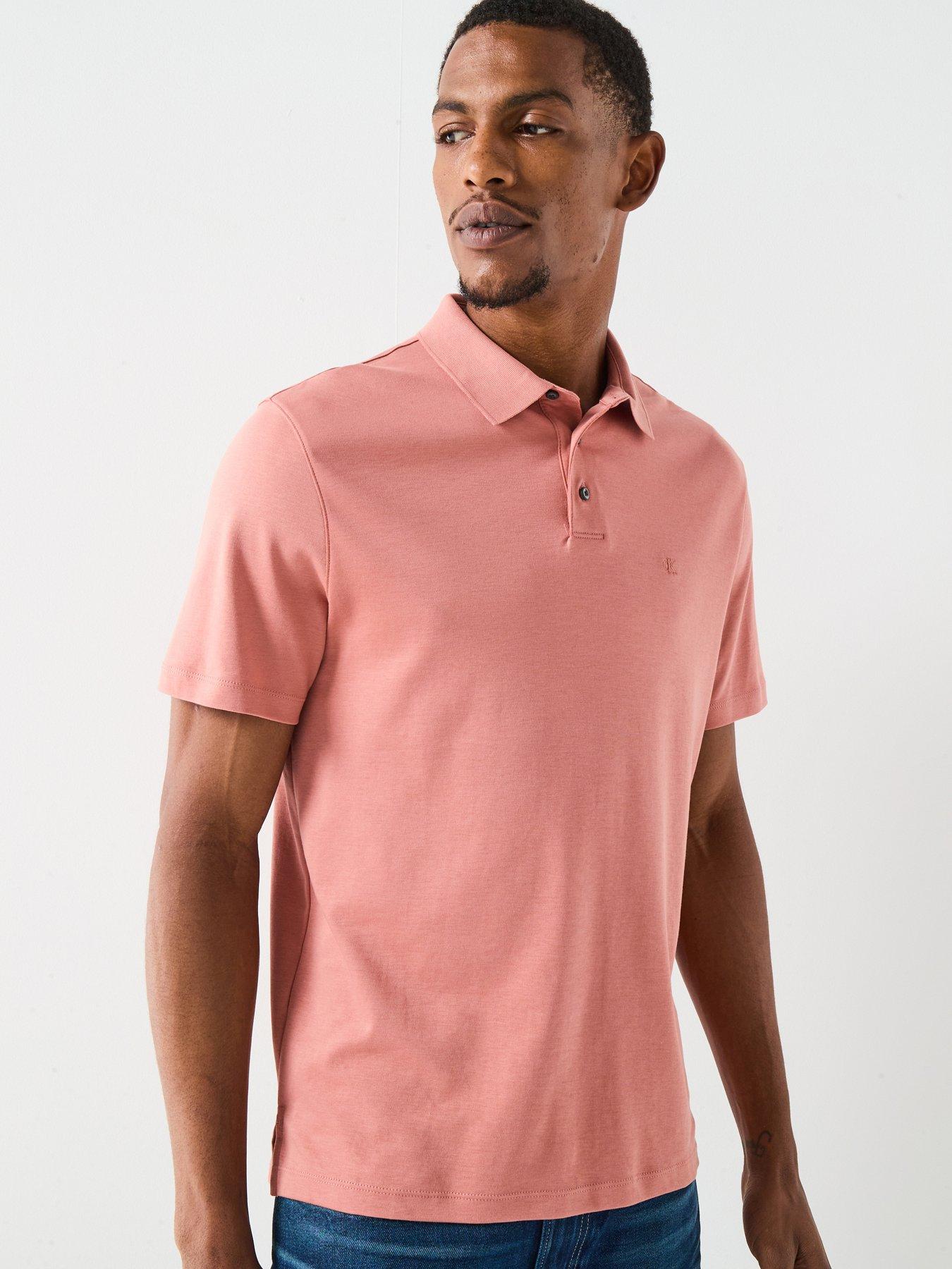Image 1 of 4 of Calvin Klein Supima Cotton Small Chest Logo Polo Shirt - Light Pink