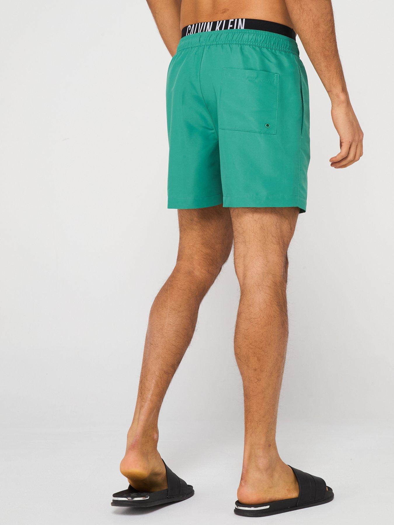 stillFront image of calvin-klein-medium-double-waistband-swimshorts-green