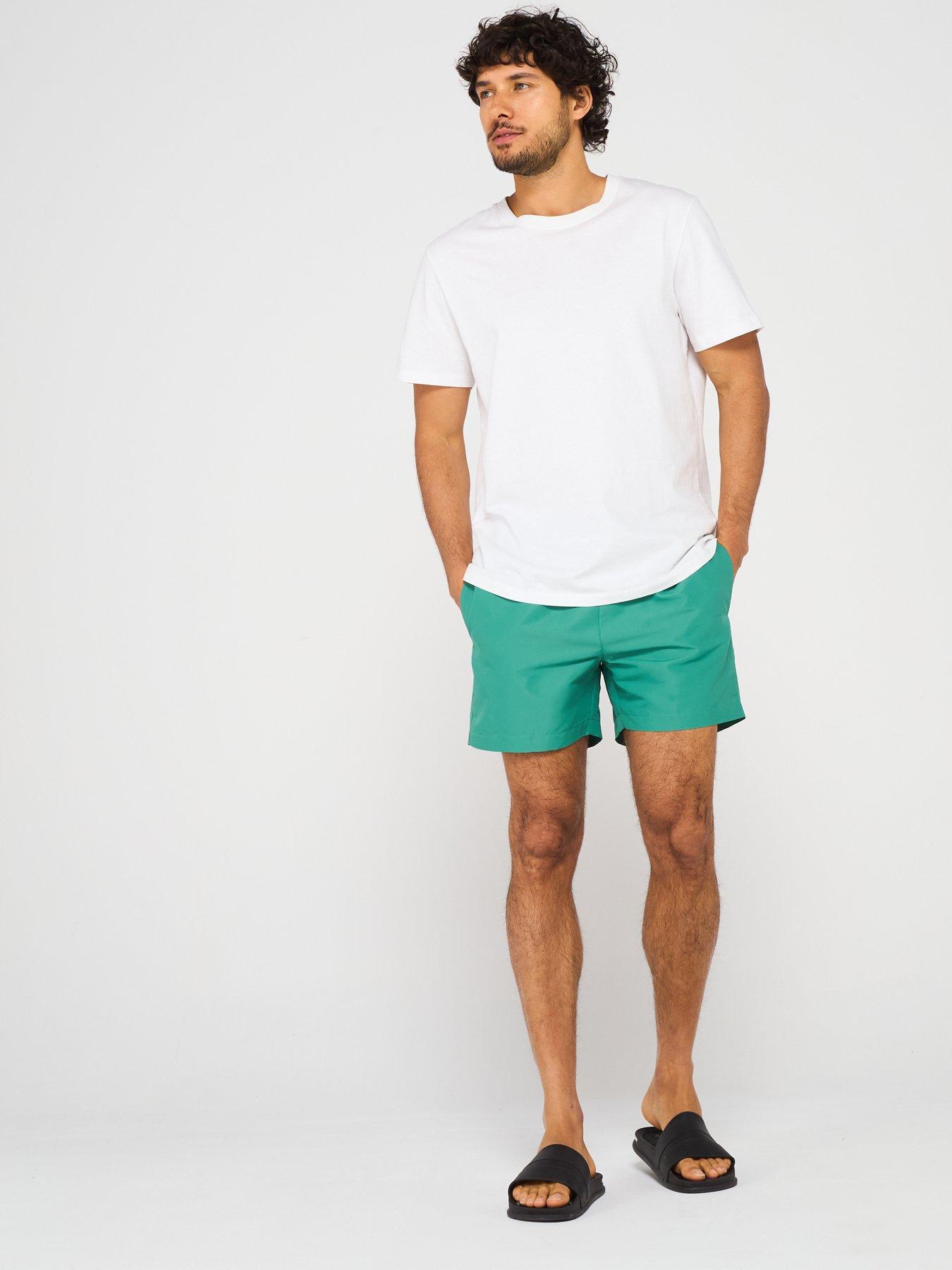  image of calvin-klein-medium-double-waistband-swimshorts-green