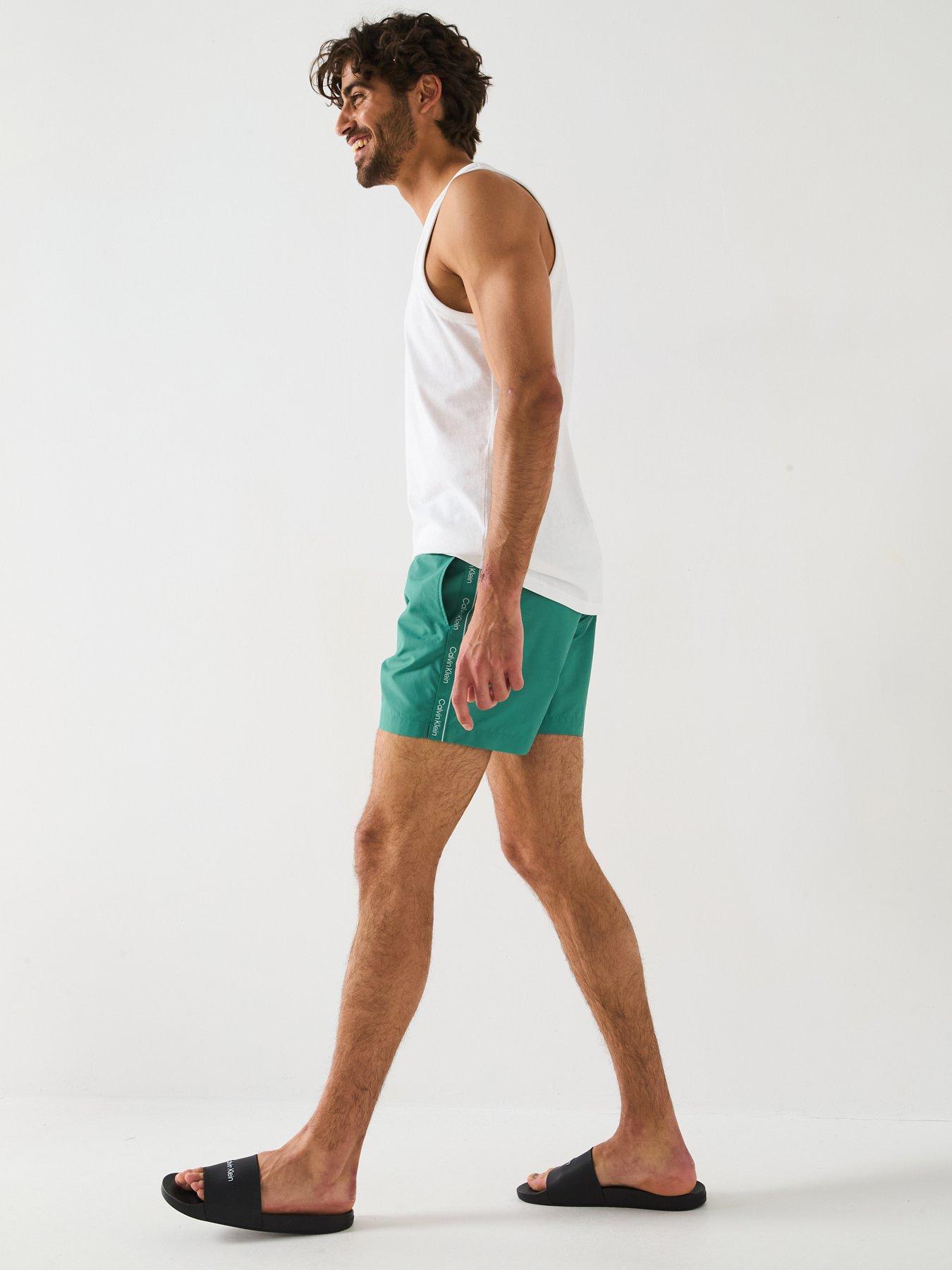 Image 3 of 6 of Calvin Klein Medium Taped Swimshorts - Green