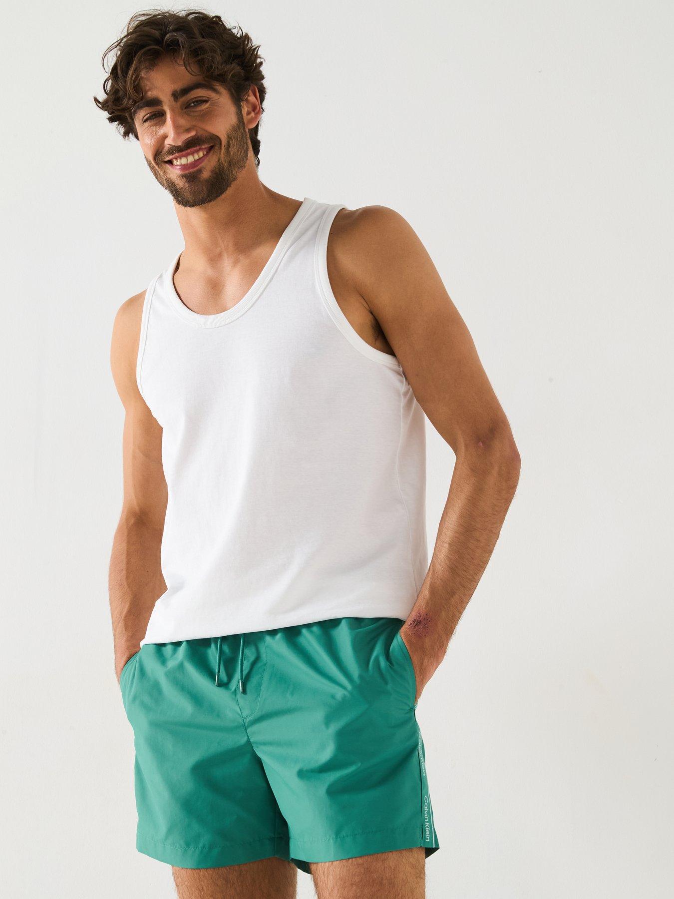 Image 5 of 6 of Calvin Klein Medium Taped Swimshorts - Green