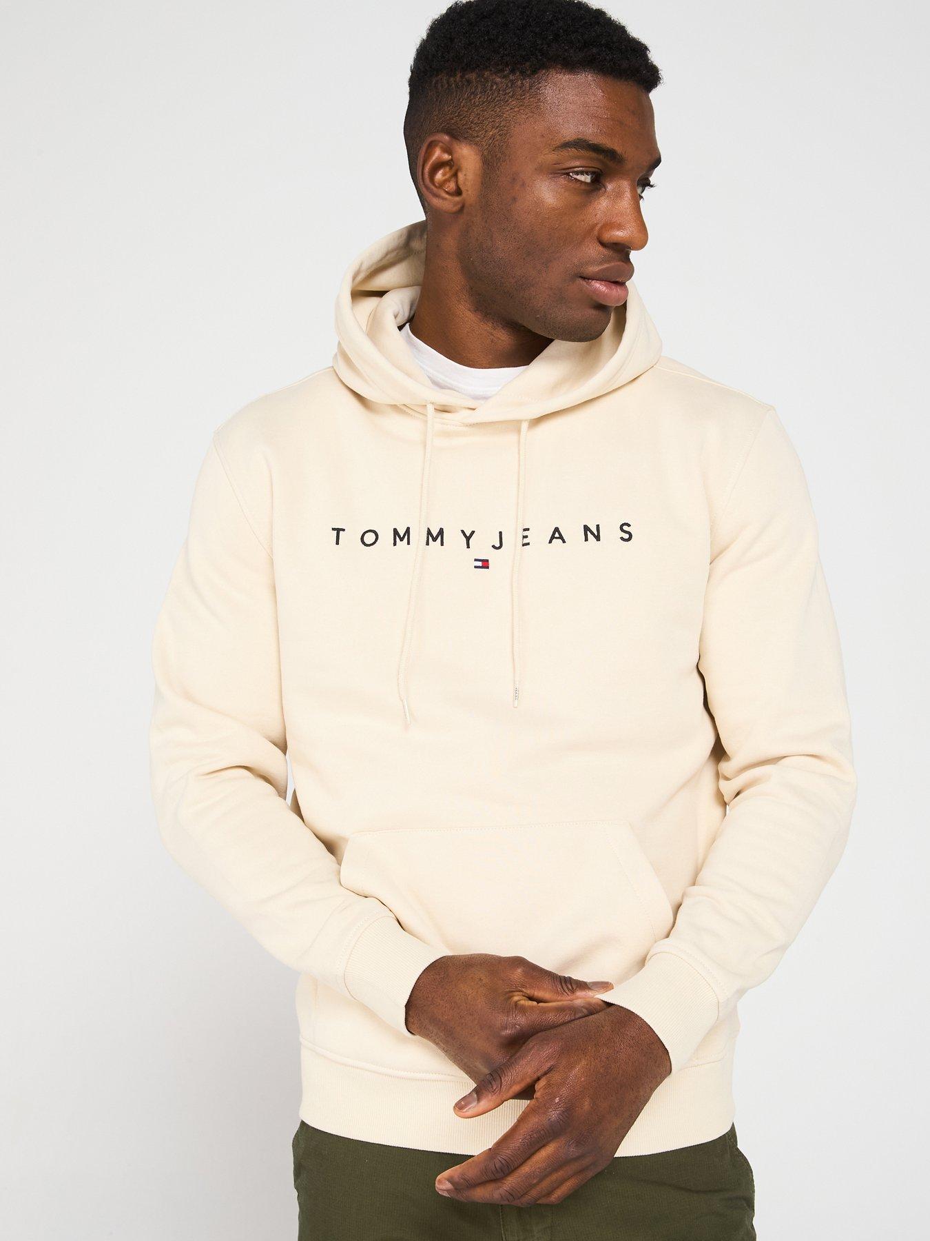 undefined Regular Fit Linear Logo Overhead Hoodie - Beige