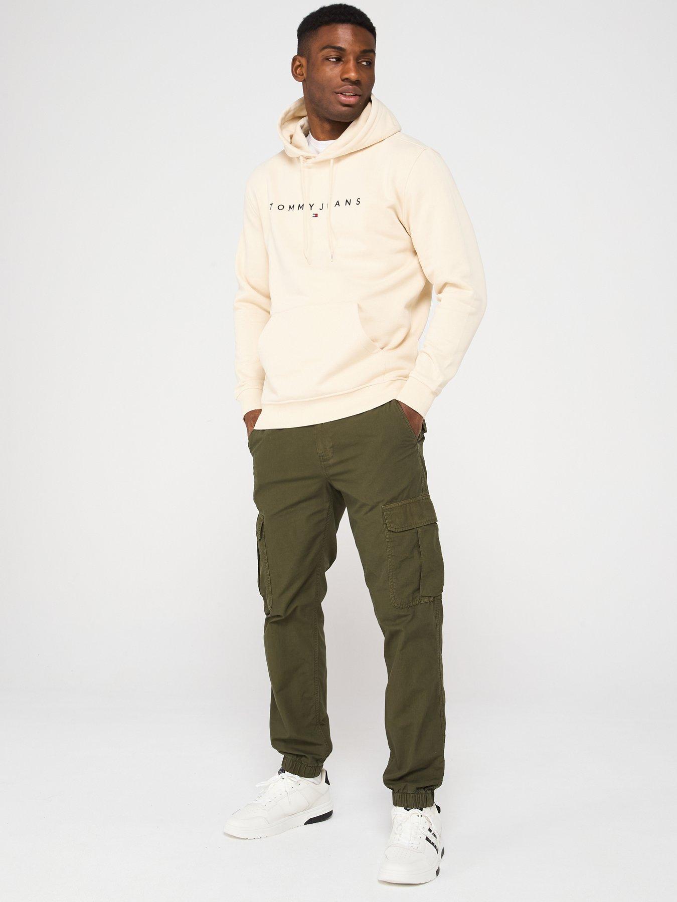 Image 3 of 4 of Tommy Jeans Regular Fit Linear Logo Overhead Hoodie - Beige