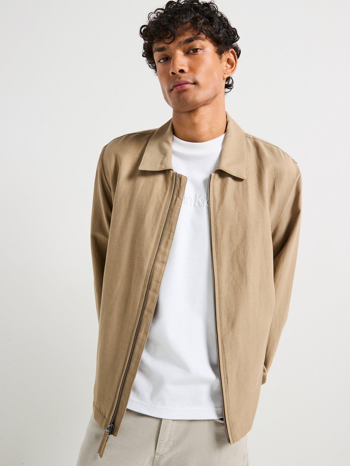 calvin-klein-cotton-zip-through-linen-shacket-beige