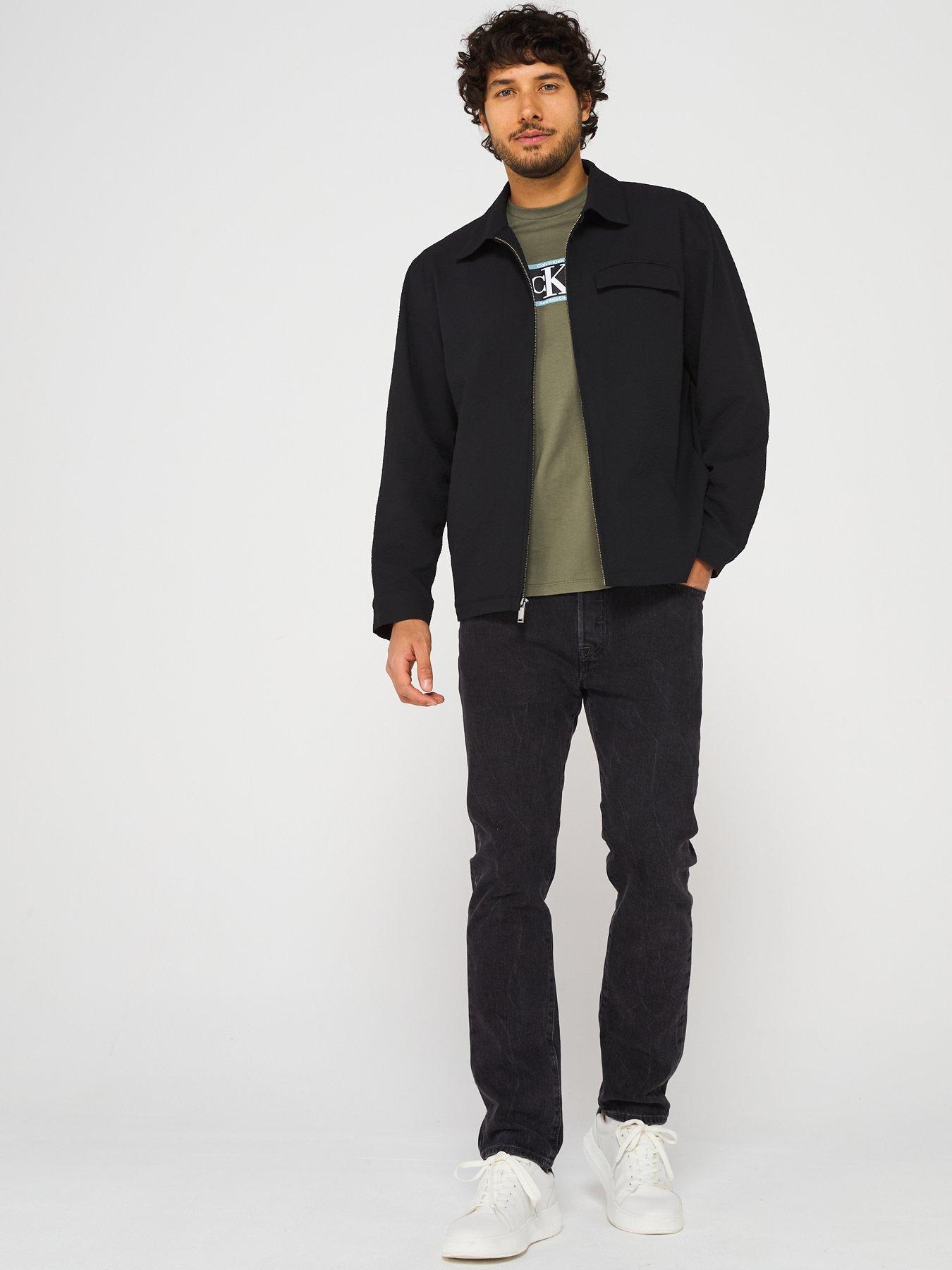 Image 3 of 6 of Calvin Klein Long Sleeve Seersucker Overshirt - Black