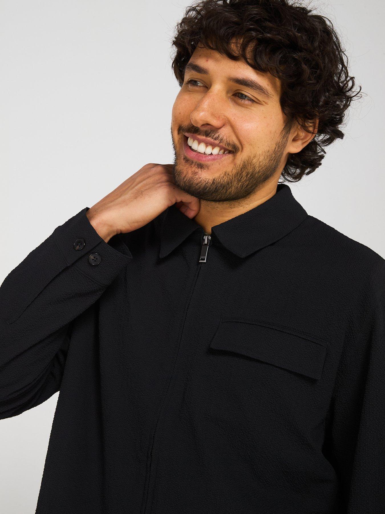 Image 5 of 6 of Calvin Klein Long Sleeve Seersucker Overshirt - Black