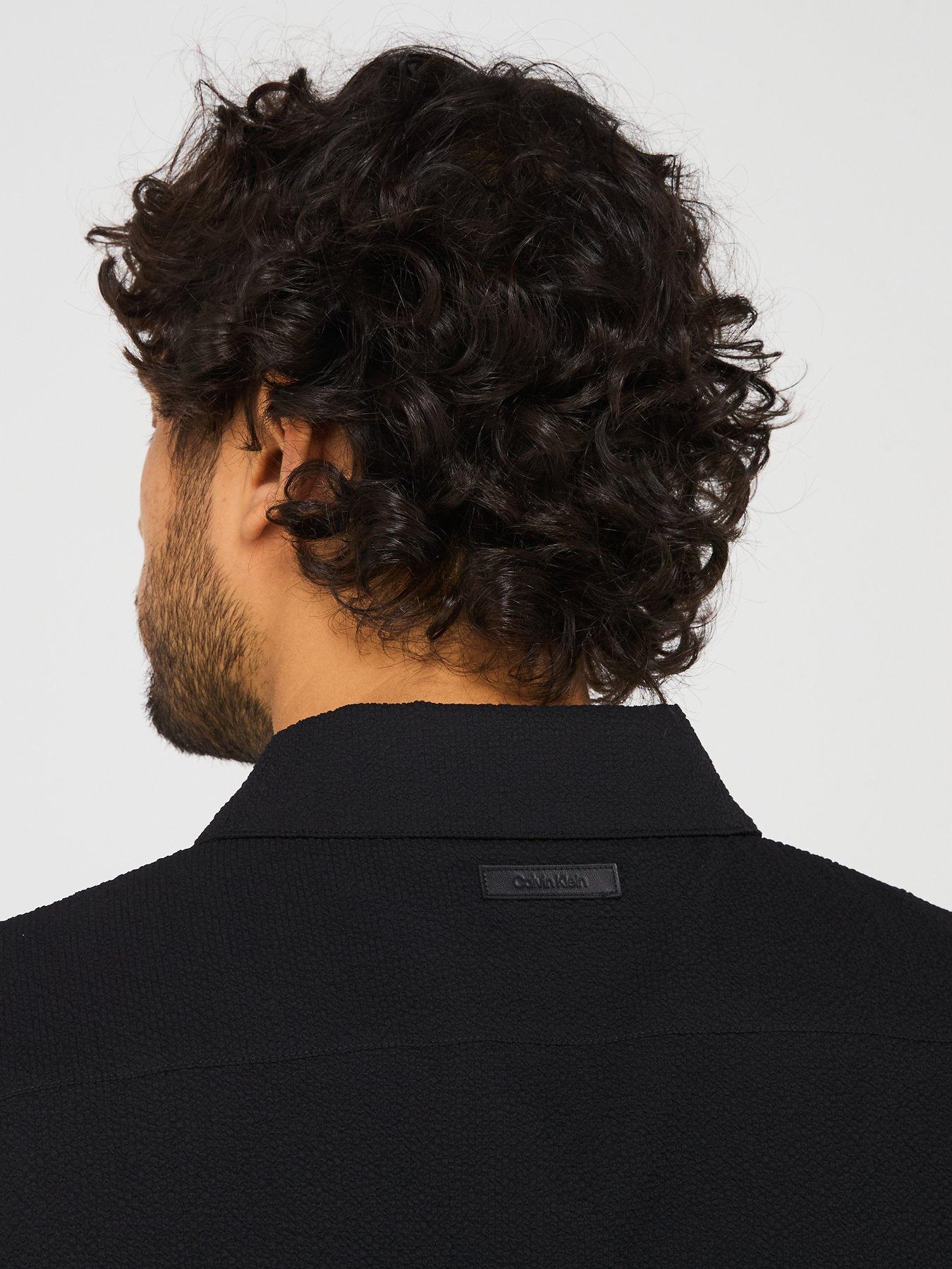 Image 6 of 6 of Calvin Klein Long Sleeve Seersucker Overshirt - Black