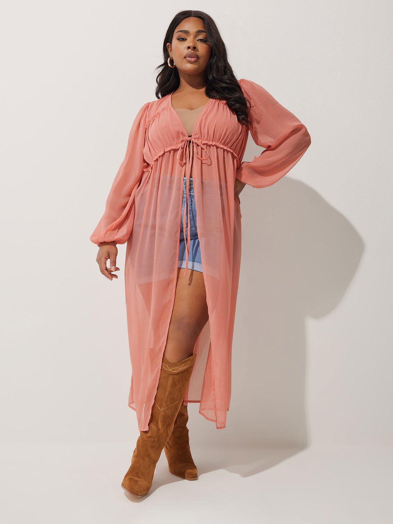 undefined Curve Boho Cover Up - Orange