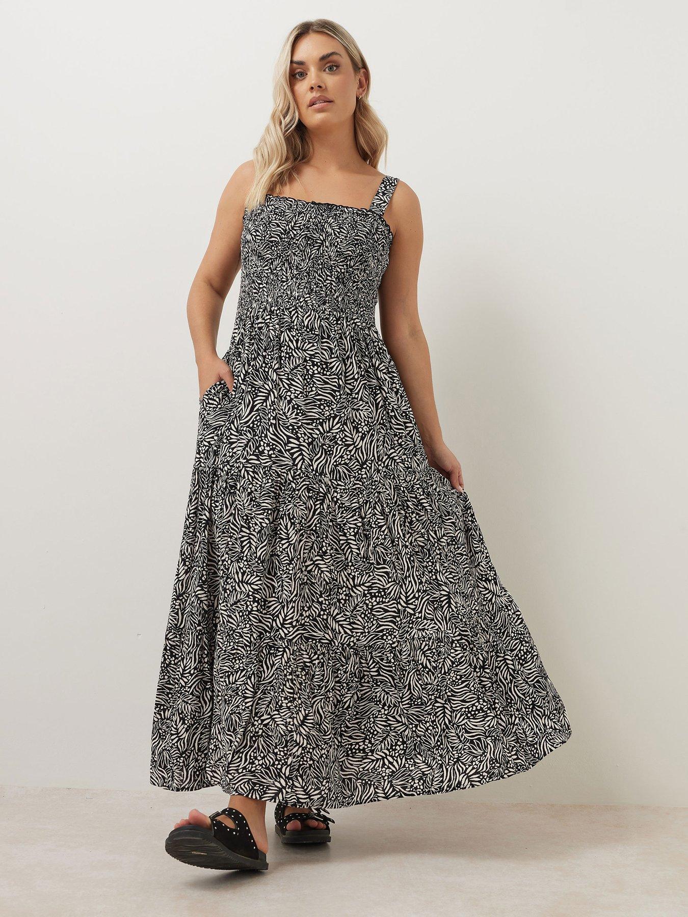  image of yours-curve-shirred-strappy-maxi-dress-black