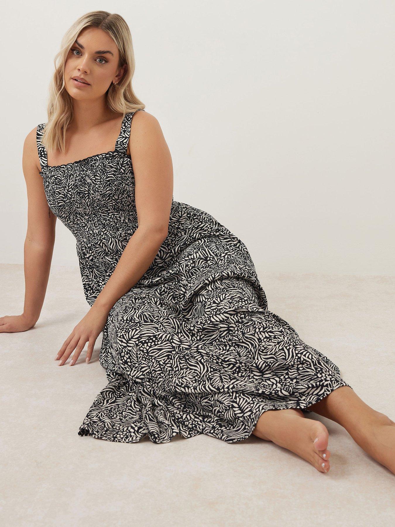  image of yours-curve-shirred-strappy-maxi-dress-black