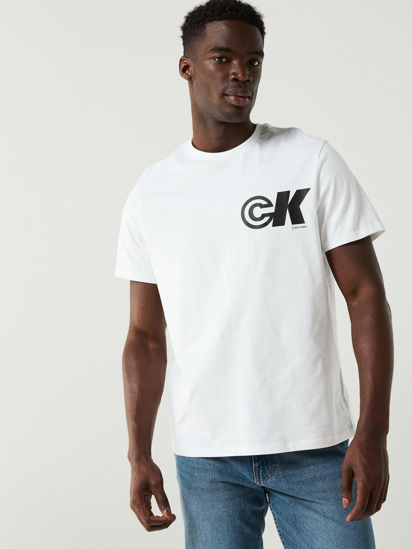 Image 1 of 6 of Calvin Klein Jeans Sport Logo Graphic T-Shirt - White