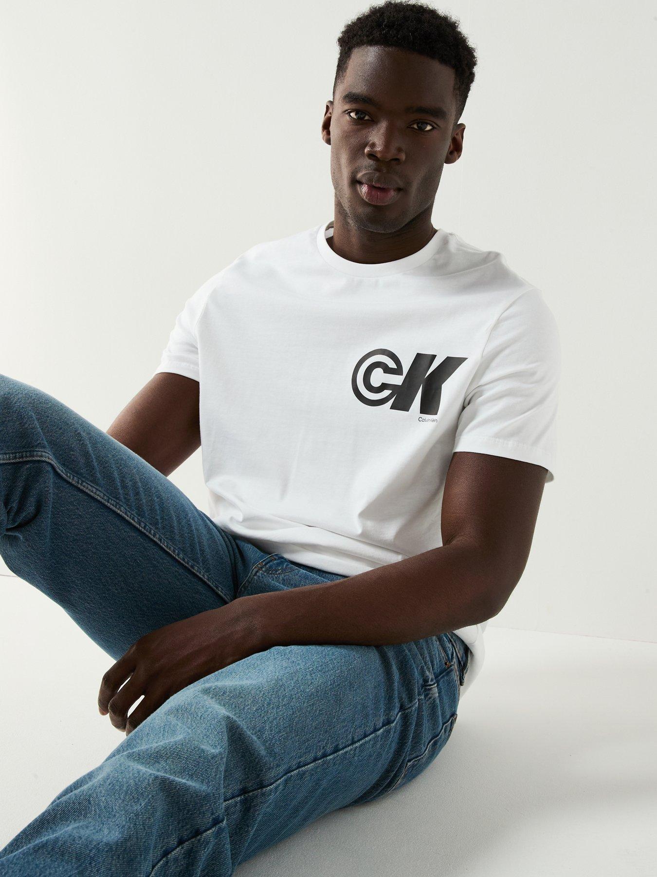 Image 4 of 6 of Calvin Klein Jeans Sport Logo Graphic T-Shirt - White