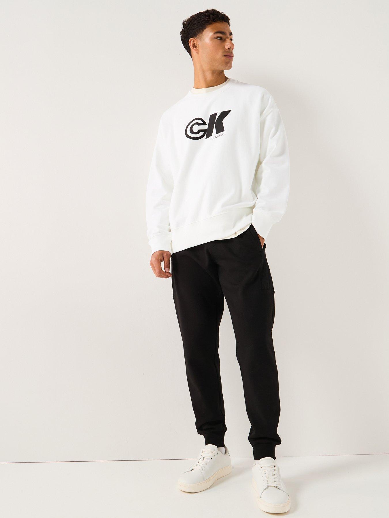  image of calvin-klein-jeans-premium-logo-graphic-crew-sweater-white