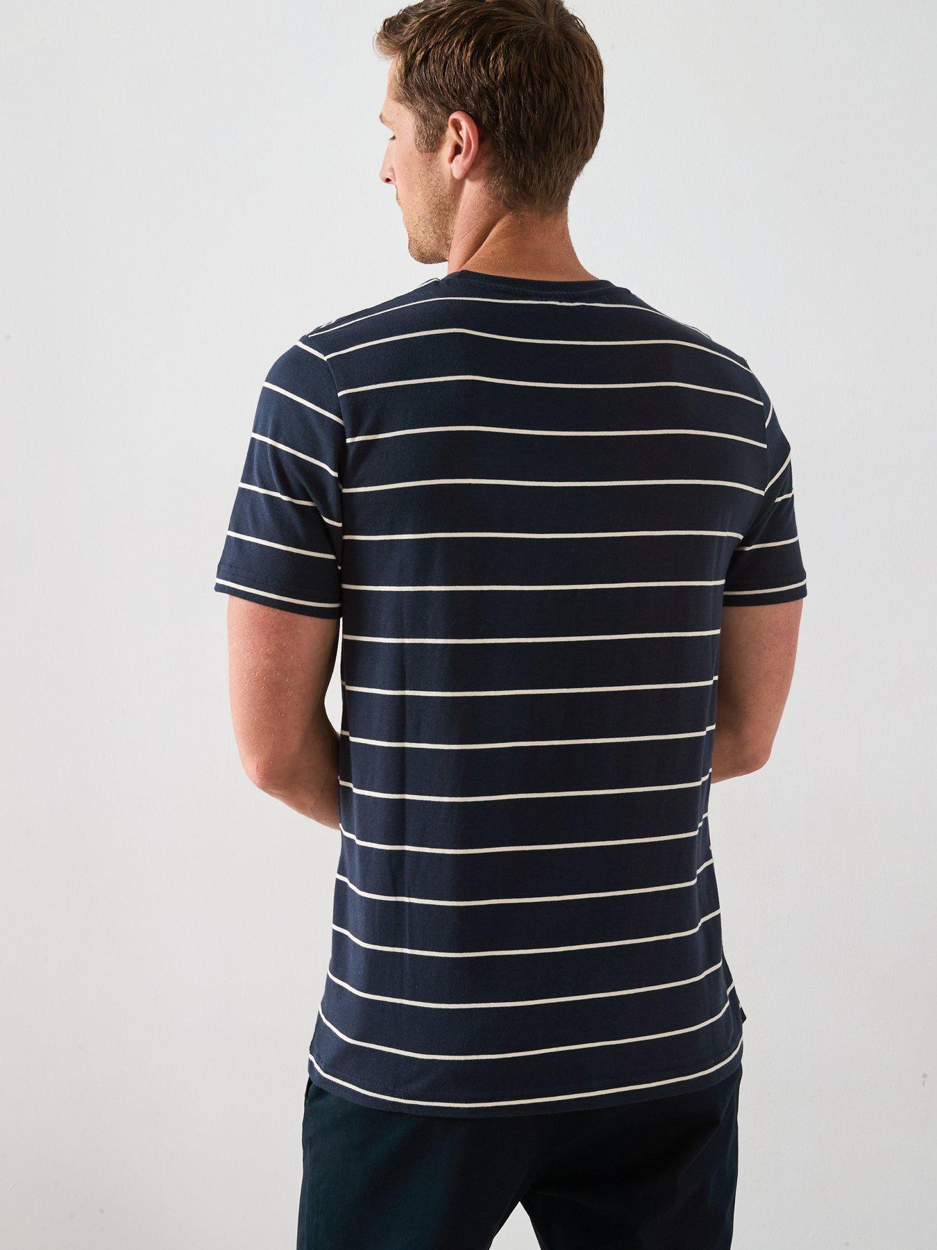 Image 2 of 6 of Very Man Striped Crew Neck Tee - Navy