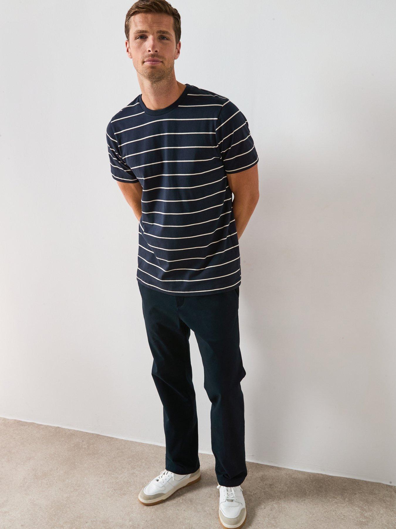 Image 3 of 6 of Very Man Striped Crew Neck Tee - Navy