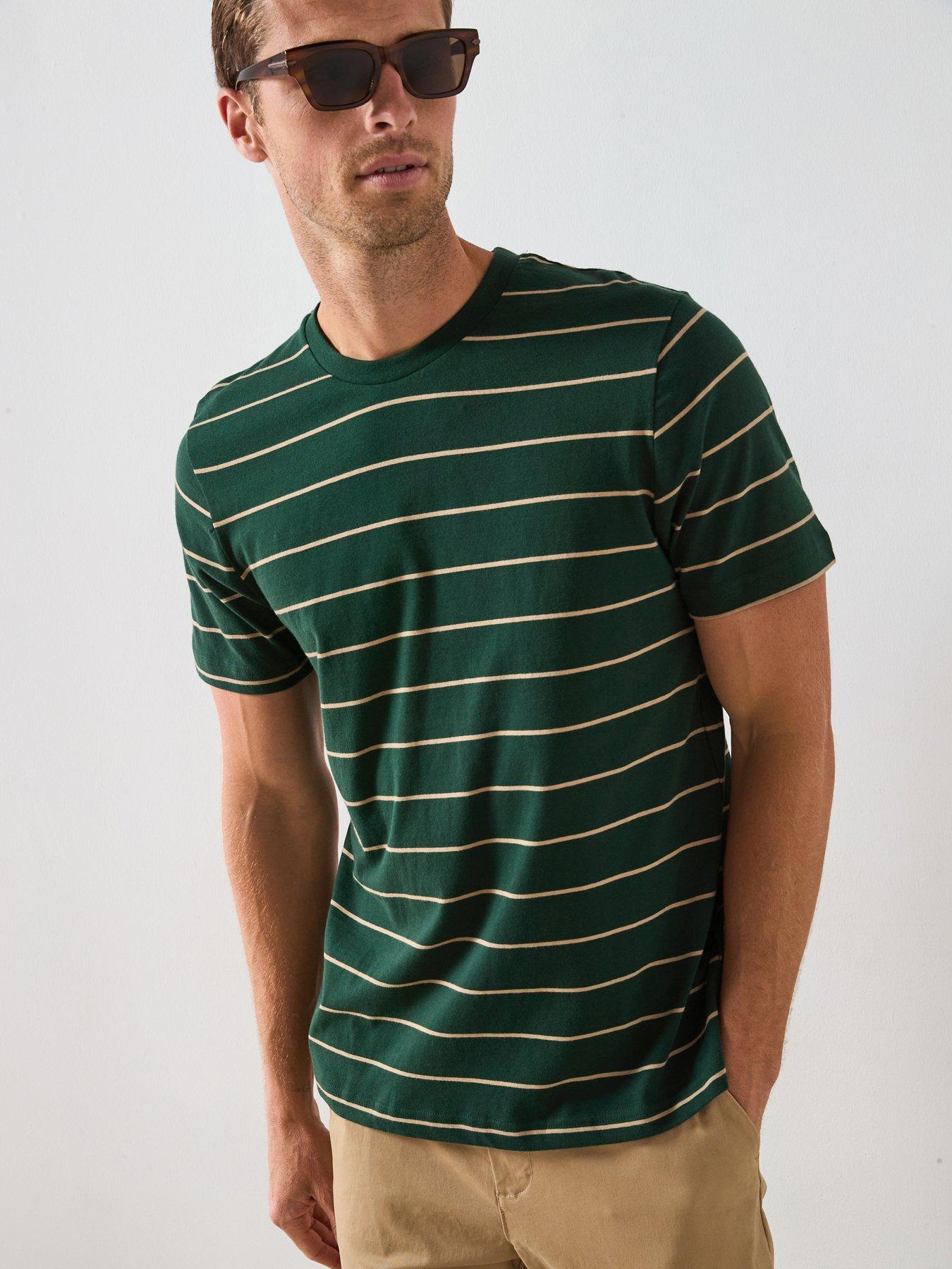 Image 1 of 6 of Very Man Striped Crew Neck Tee - Green