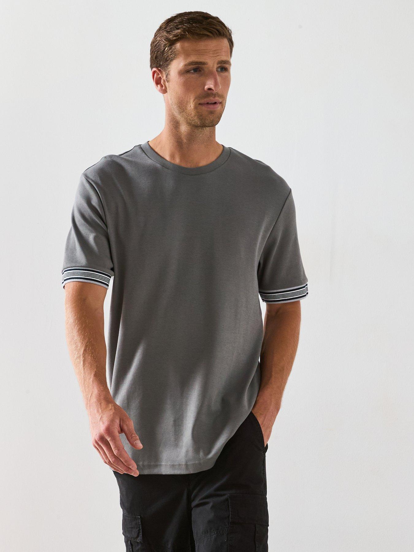 undefined Pure Cotton Tipped T-shirt - Grey