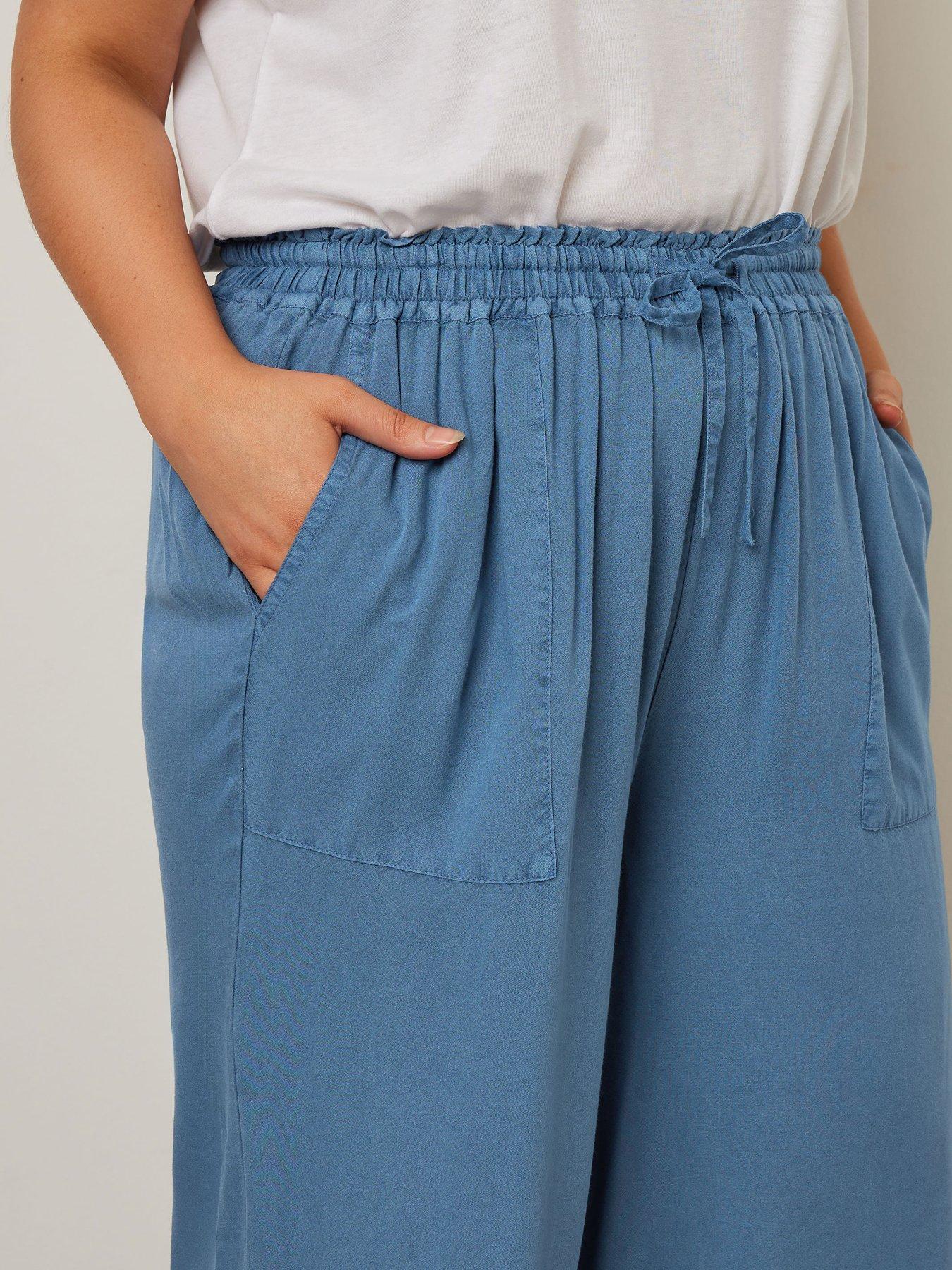  image of yours-curve-chambray-pull-on-wide-leg-trouser