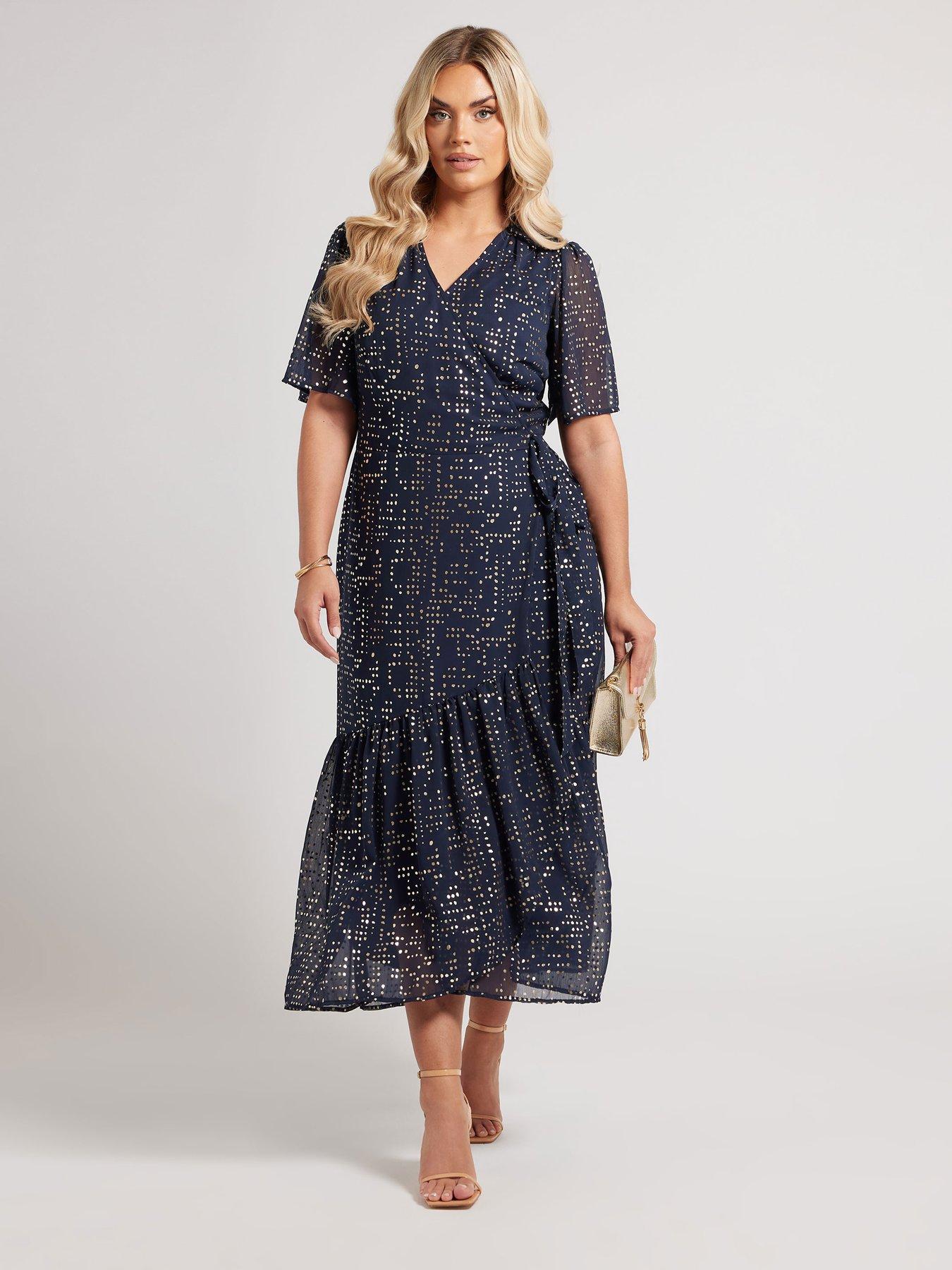 undefined Curve Foil Ruffle Tiered Dress