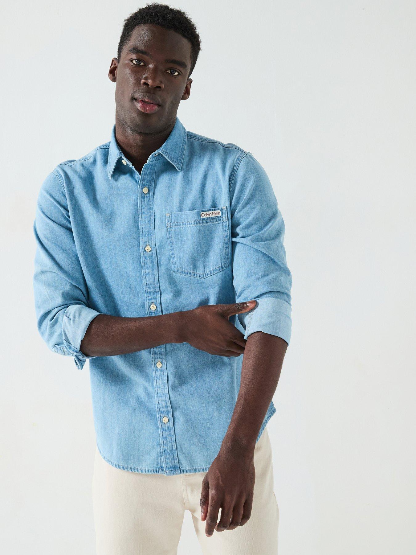 Calvin Klein Jeans Casual Classic Pocket Logo Denim Shirt - Light Wash