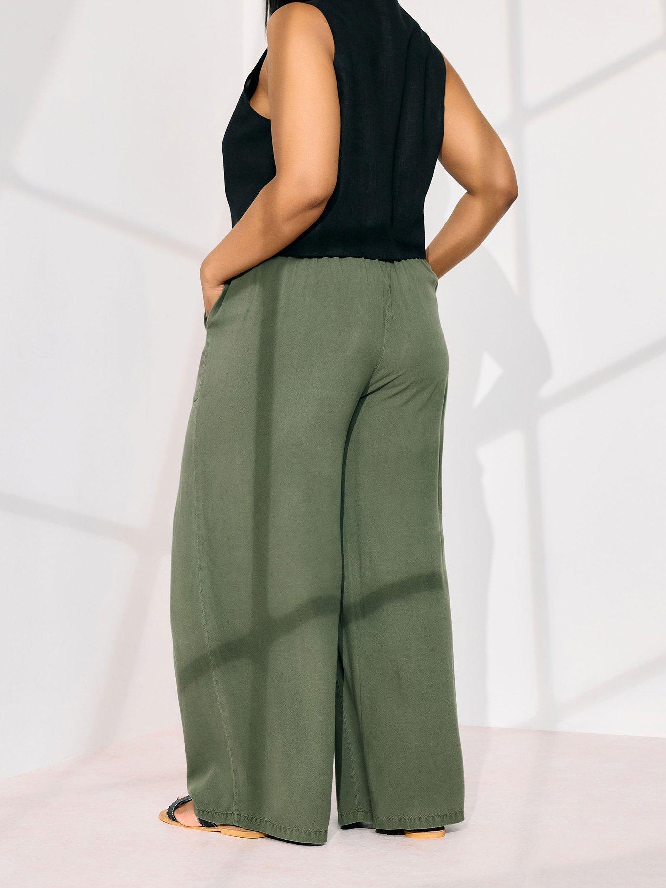  image of yours-curve-chambray-pull-on-wide-leg-trouser