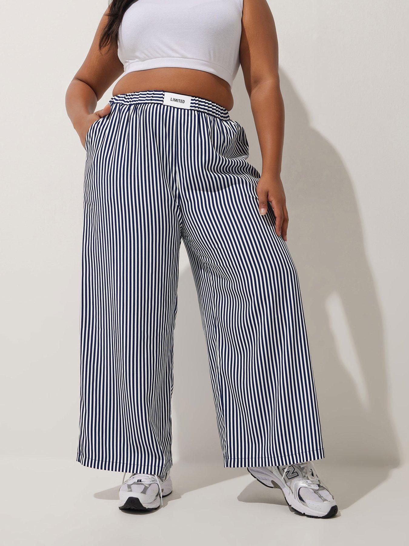 undefined Curve Boxer Detail Stripe Trouser - Blue