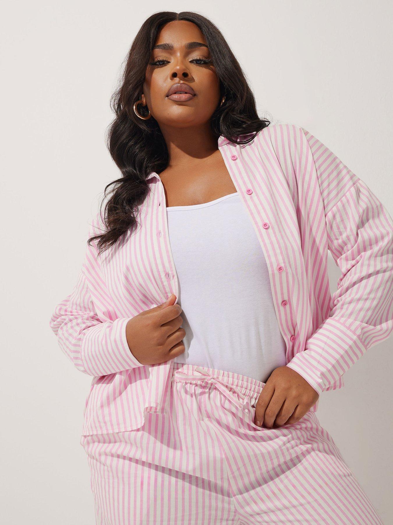 undefined Curve Stripe Shirt - Pink