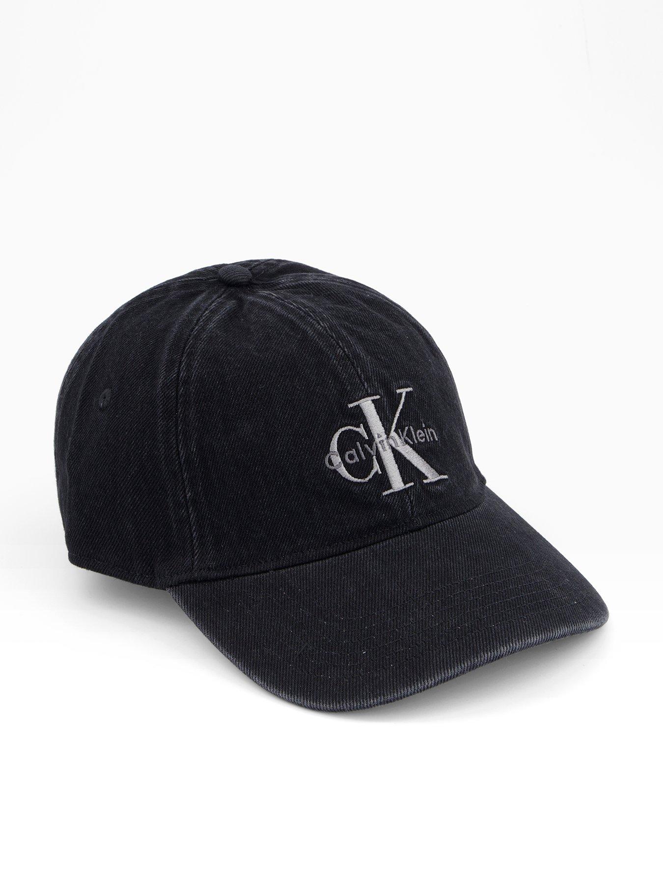 Image 1 of 4 of Calvin Klein Monologo Embroidered Denim Cap - Black