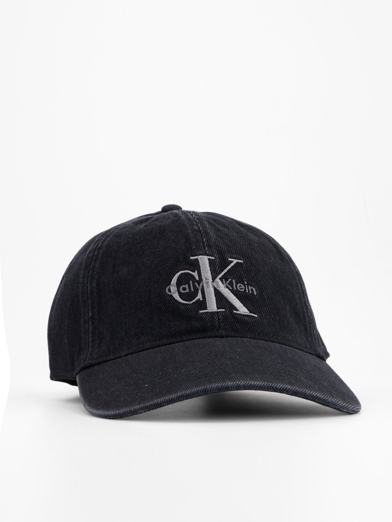 Image 3 of 4 of Calvin Klein Monologo Embroidered Denim Cap - Black
