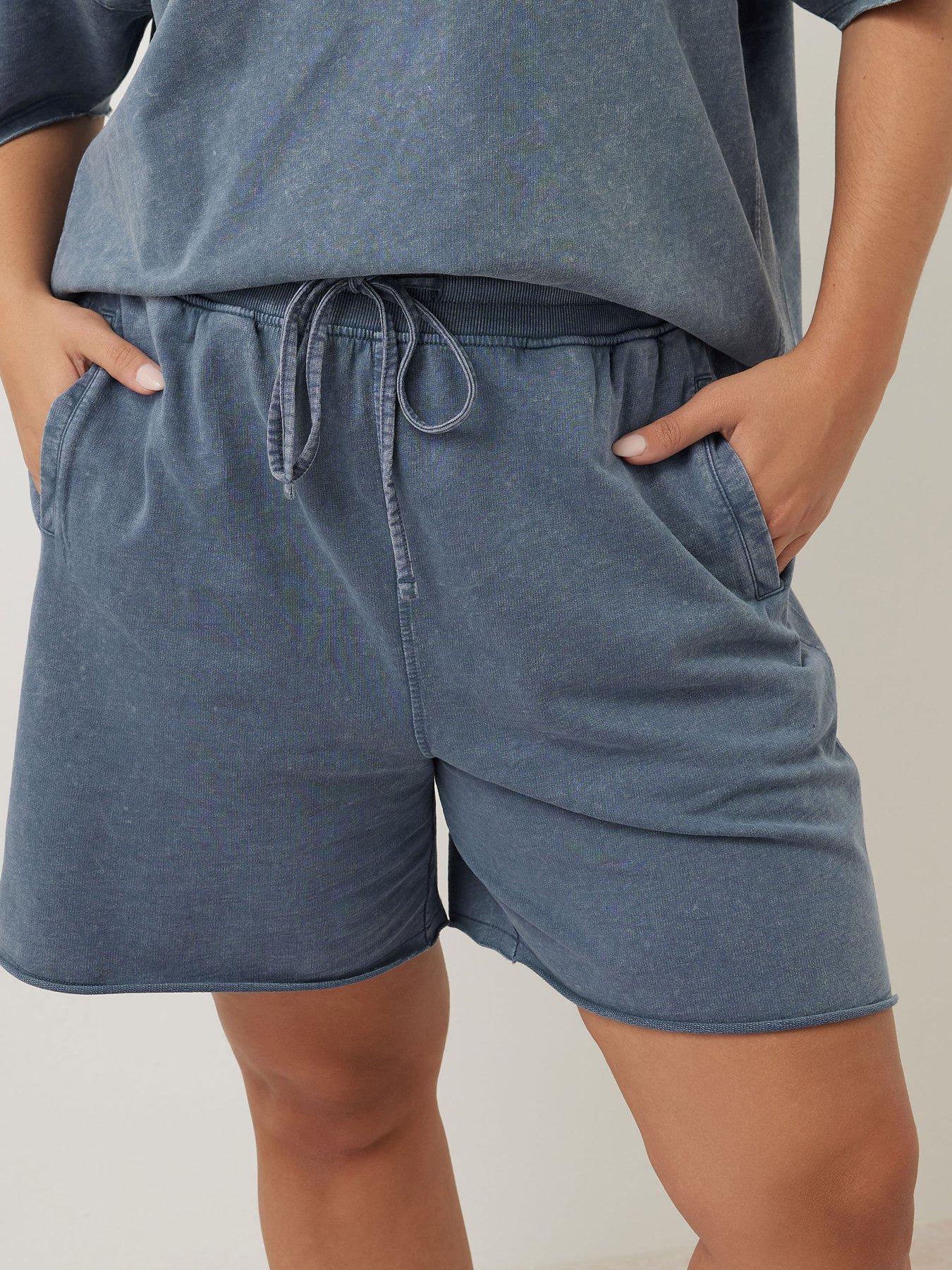  image of yours-curve-acid-wash-sweat-short-blue