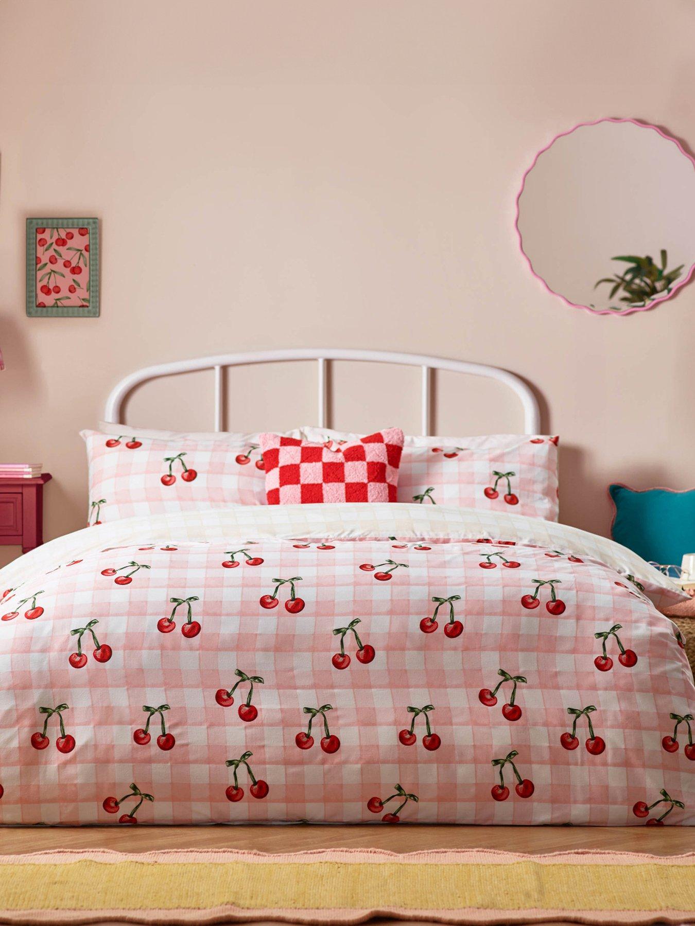 Heya Home Cherry Gingham Duvet Set- Single