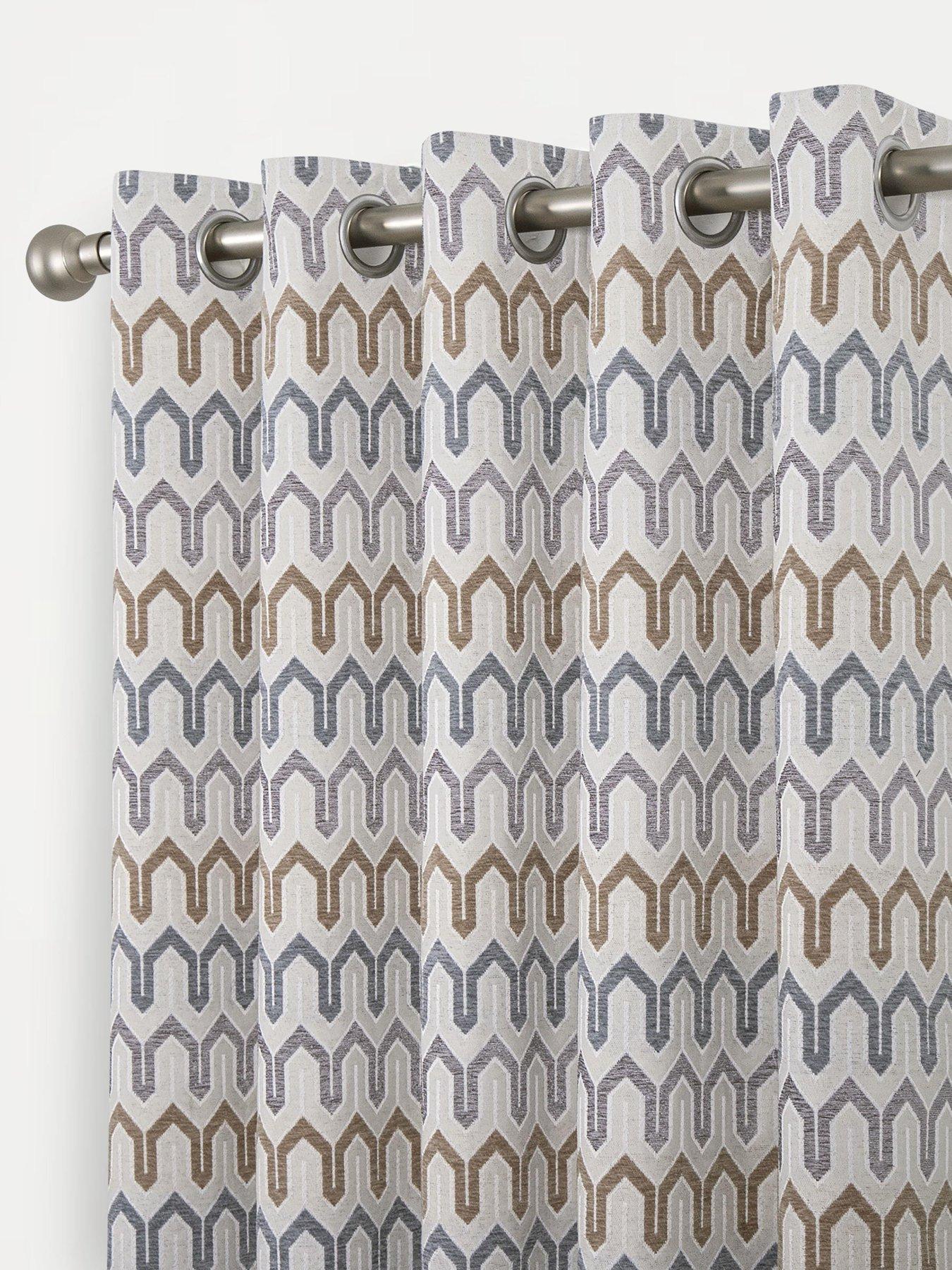  image of curtina-arcadia-geometric-woven-chenille-pair-of-eyelet-curtains