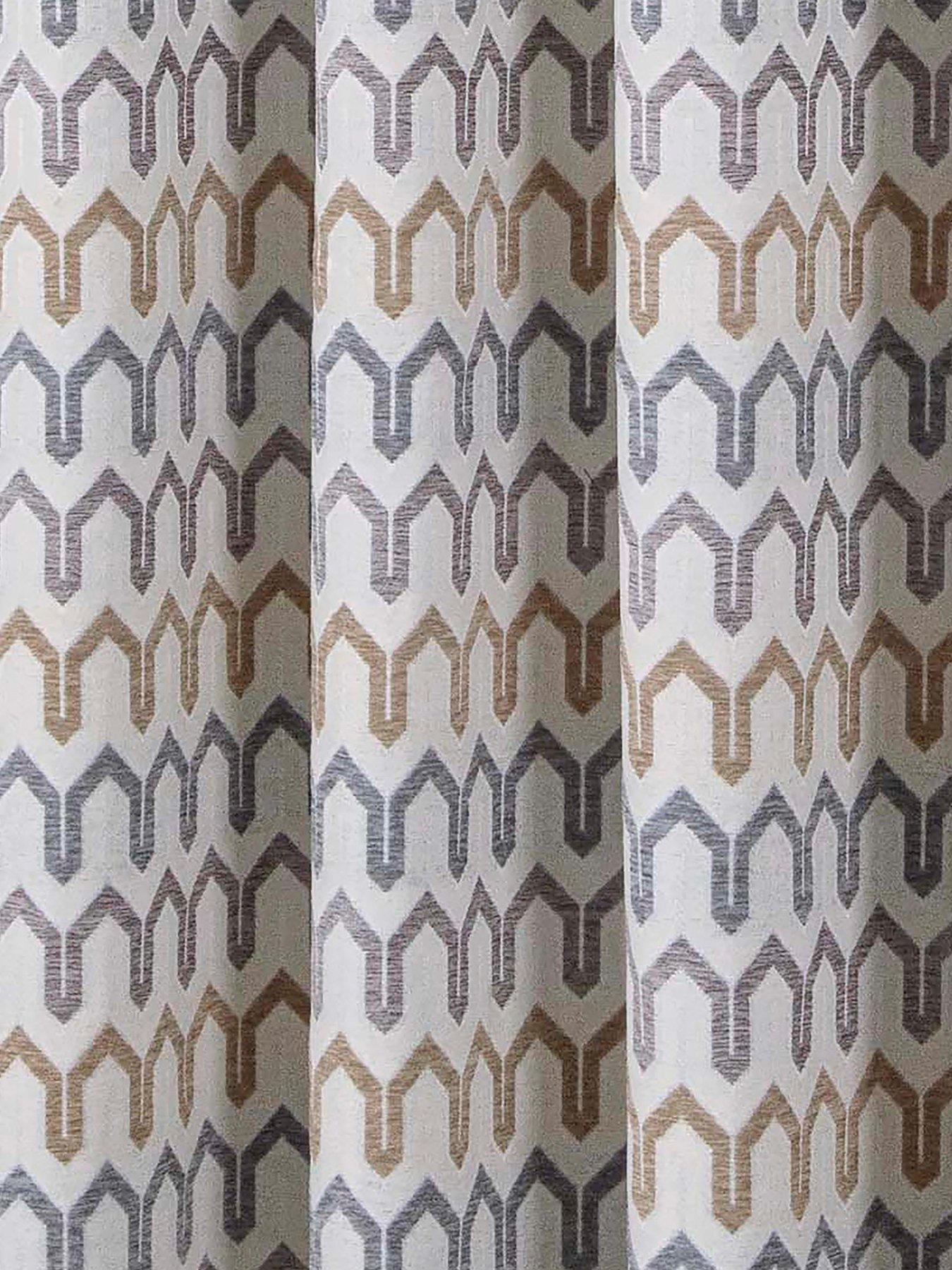  image of curtina-arcadia-geometric-woven-chenille-pair-of-eyelet-curtains