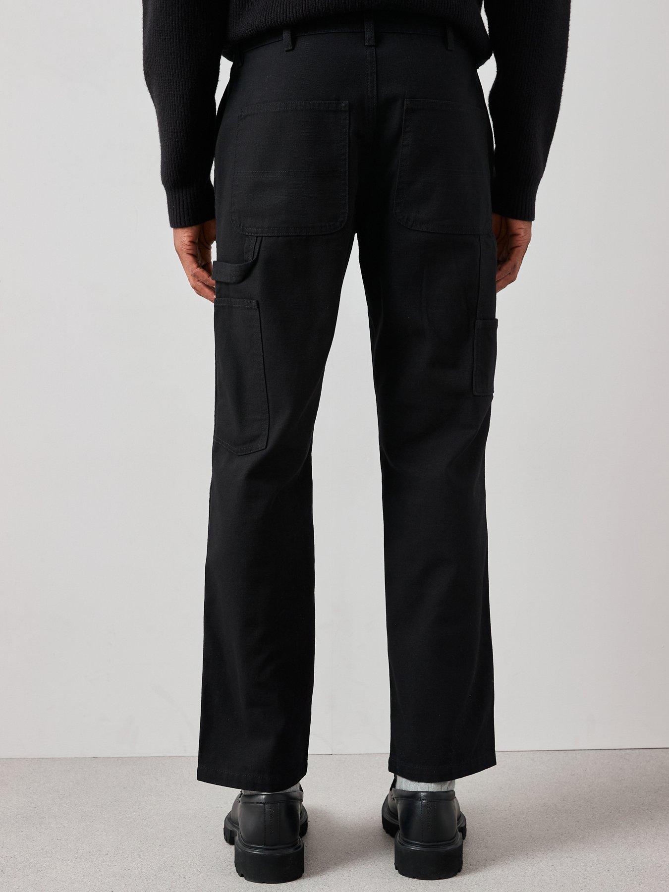  image of the-very-collection-100-cotton-canvas-loose-fit-carpenter-jeans-black