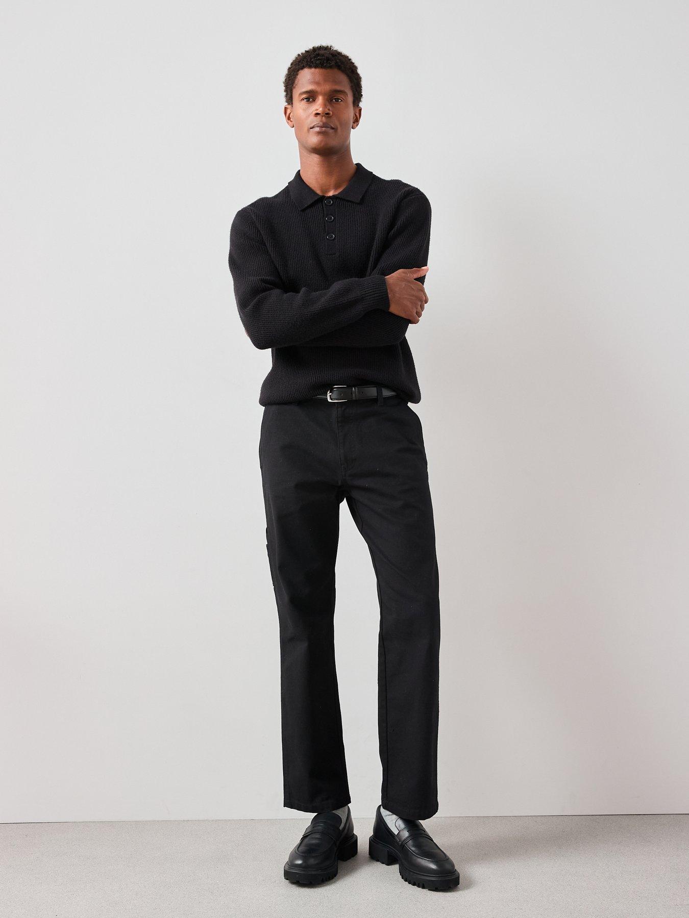  image of the-very-collection-100-cotton-canvas-loose-fit-carpenter-jeans-black