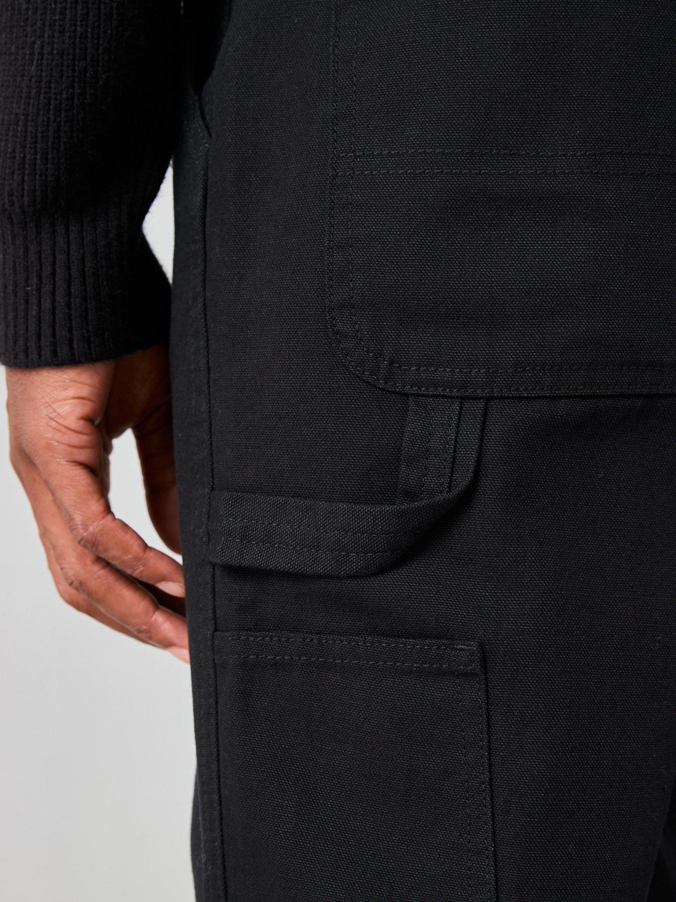  image of the-very-collection-100-cotton-canvas-loose-fit-carpenter-jeans-black