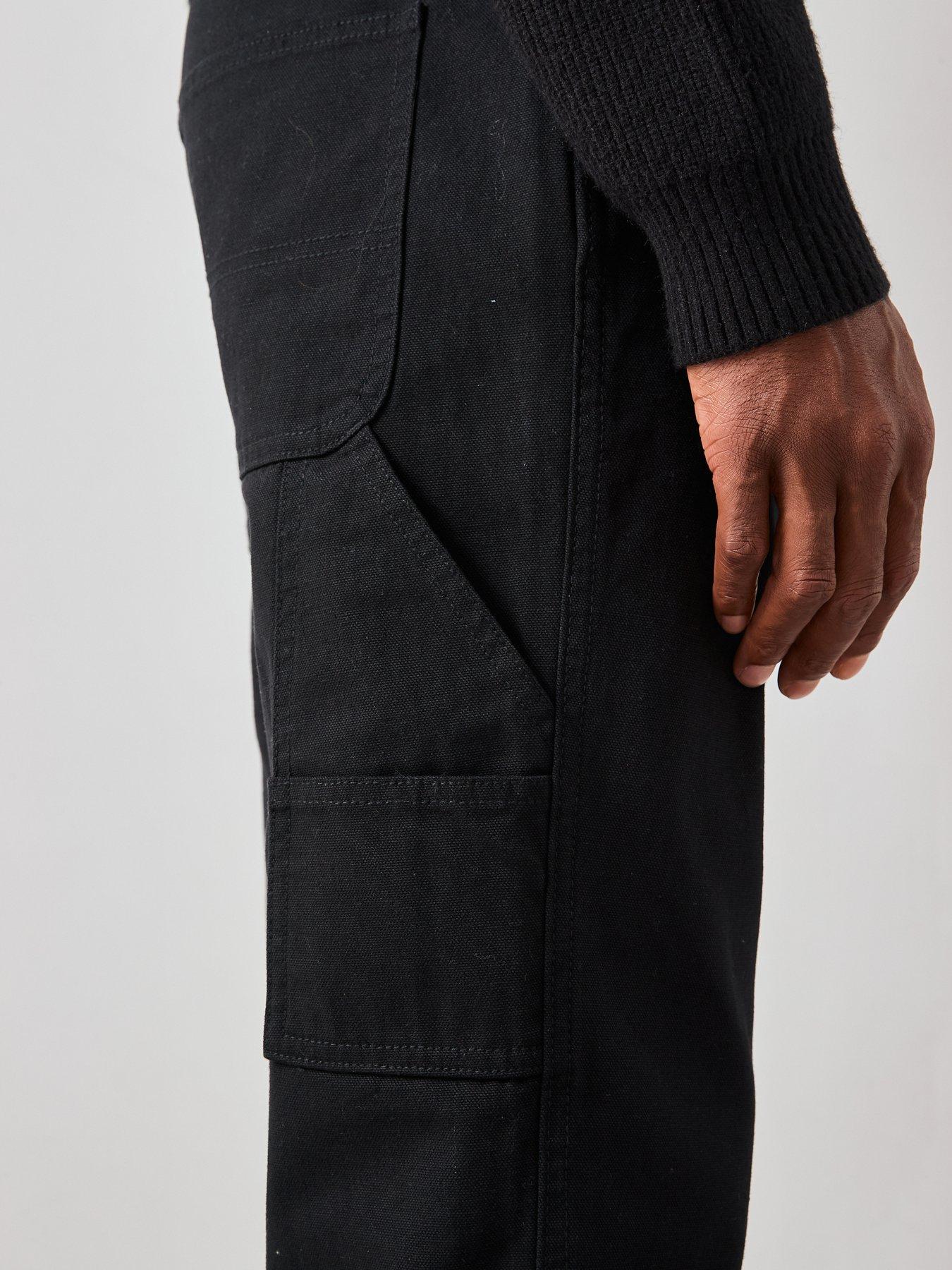  image of the-very-collection-100-cotton-canvas-loose-fit-carpenter-jeans-black