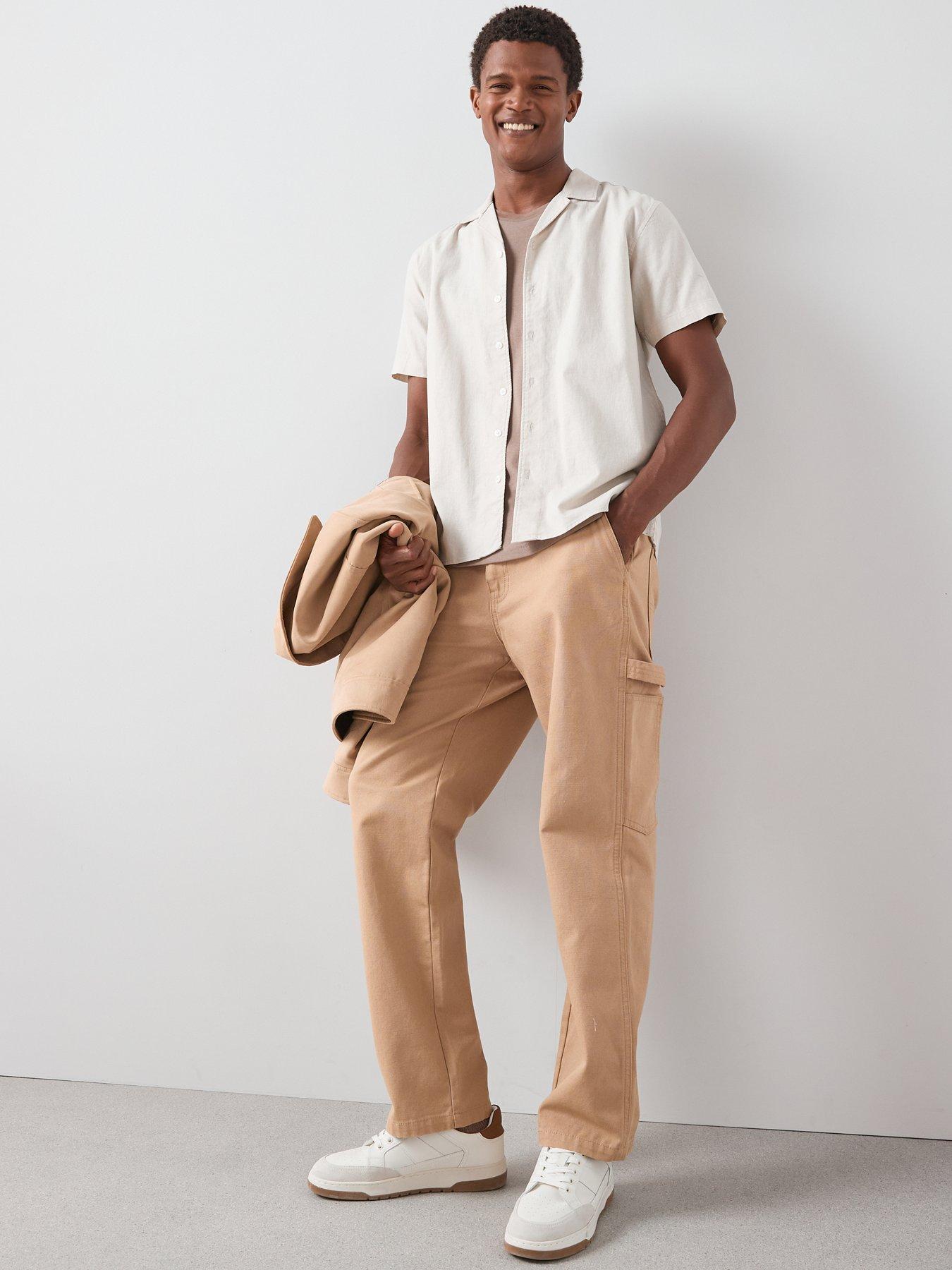 Image 3 of 6 of The Very Collection 100% Cotton Canvas Loose Fit Carpenter Jeans - Beige