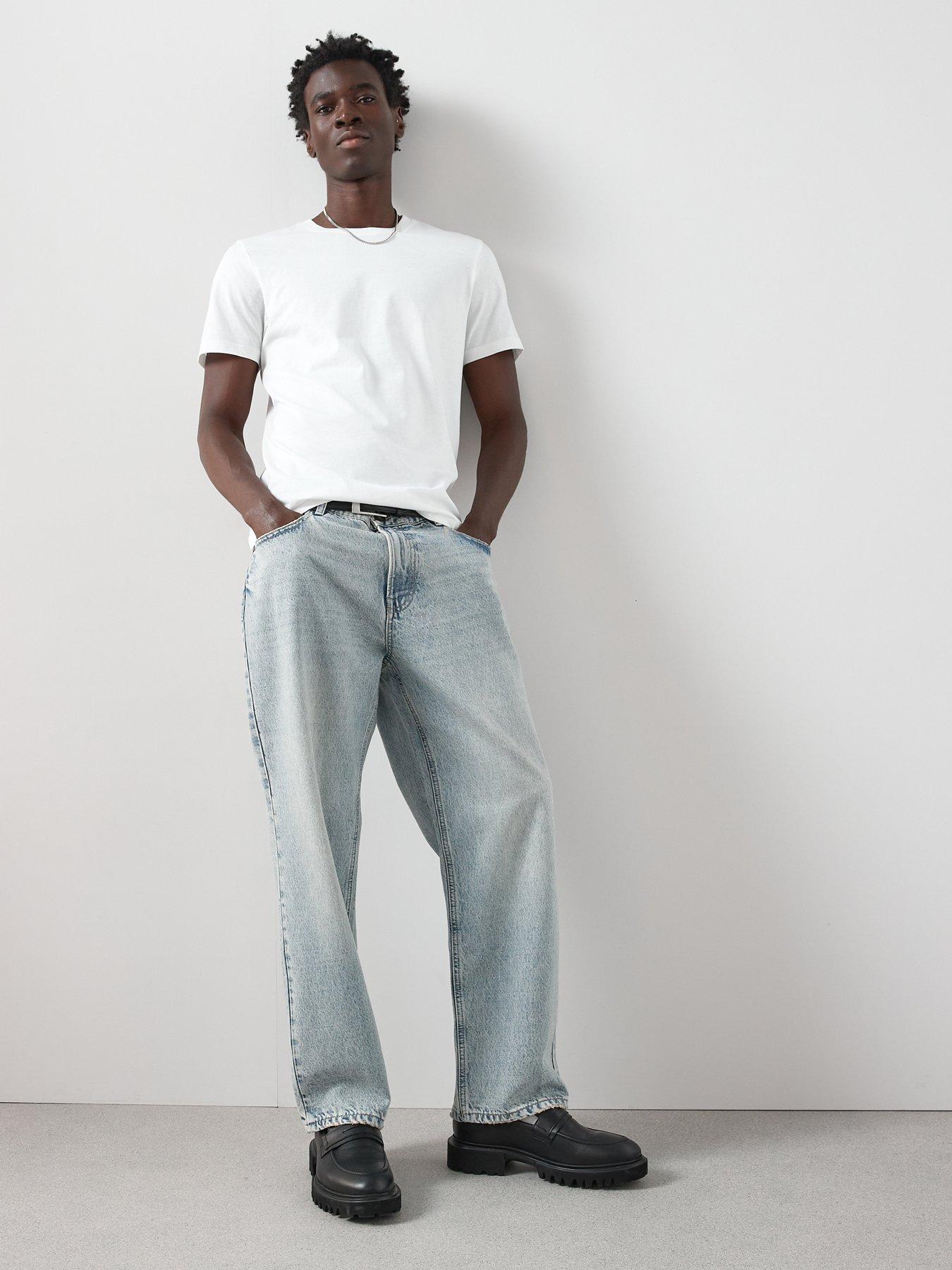  image of the-very-collection-premium-100-cotton-loose-fit-jeans-tint-blue